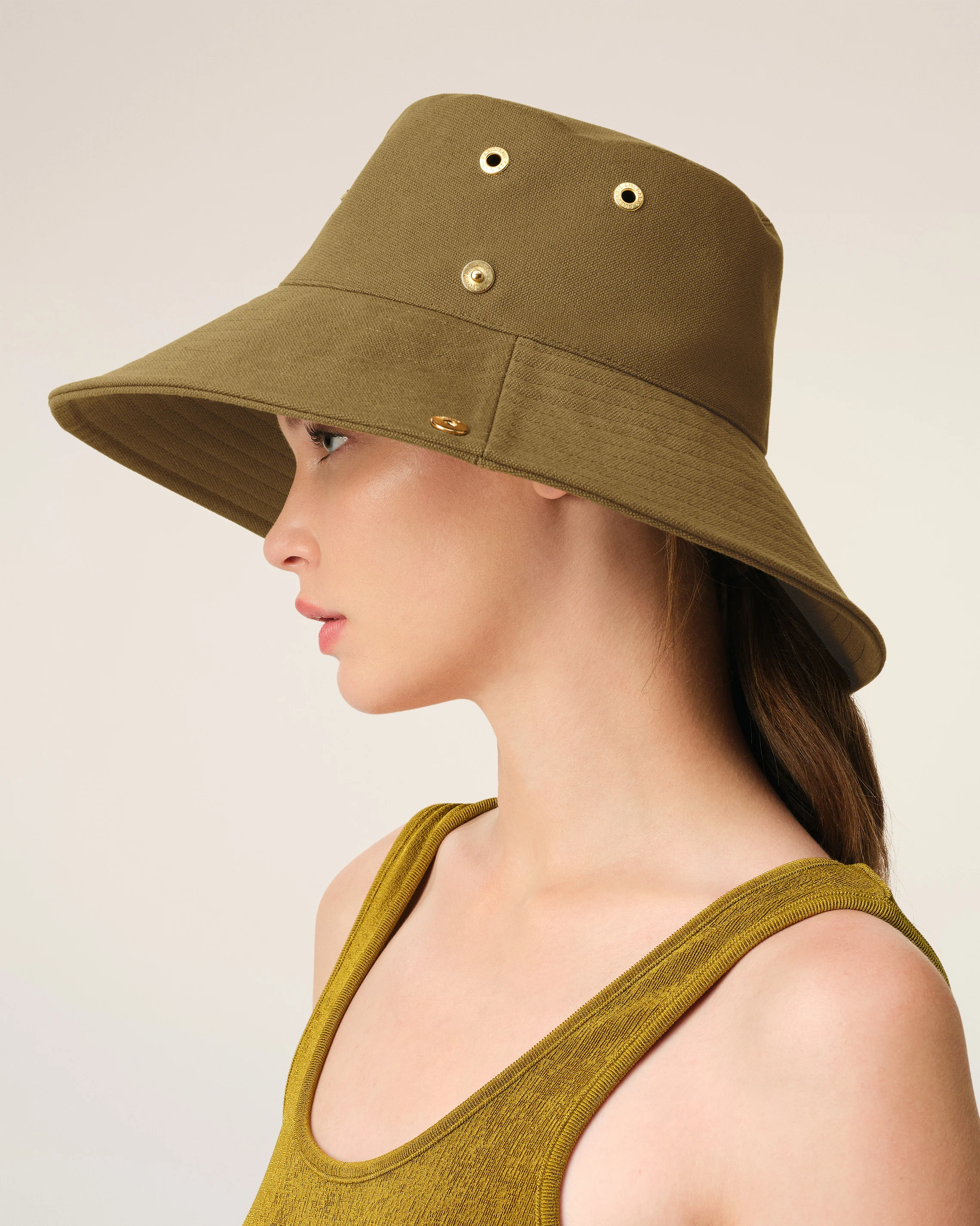Khaki Cotton Ami de Coeur Plate Hat