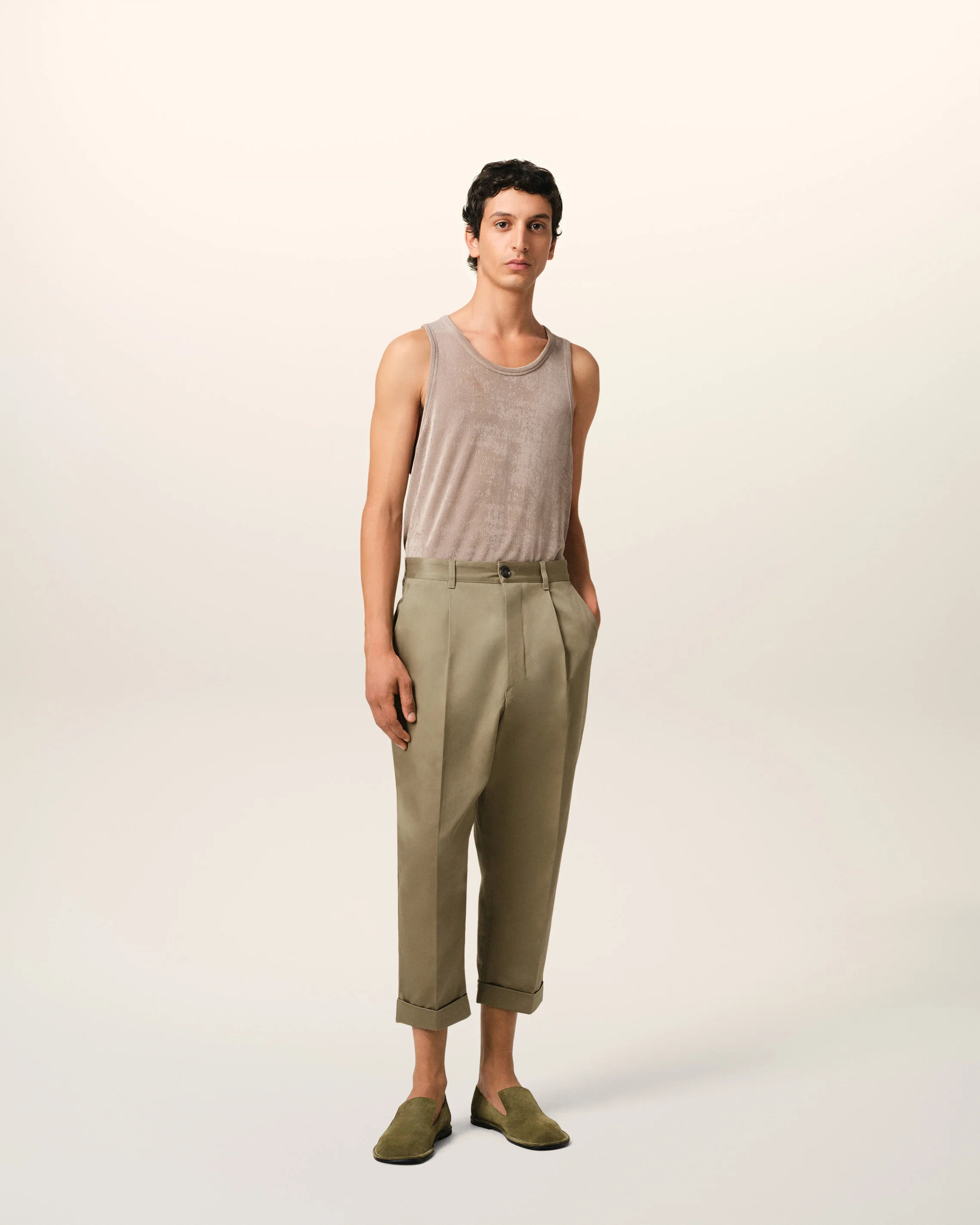 Green Cotton Carrot Oversized Trousers