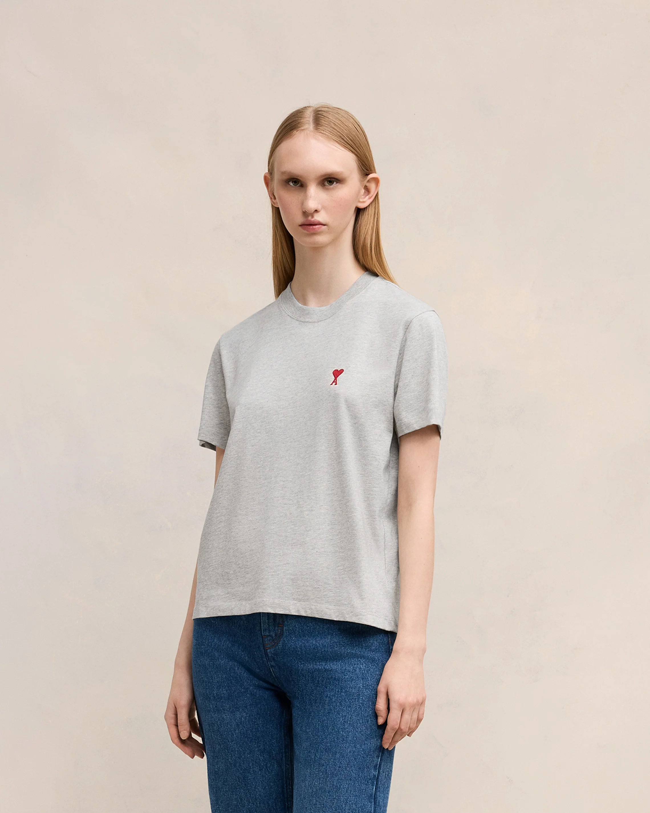 Grey Cotton Ami de Coeur T-Shirt