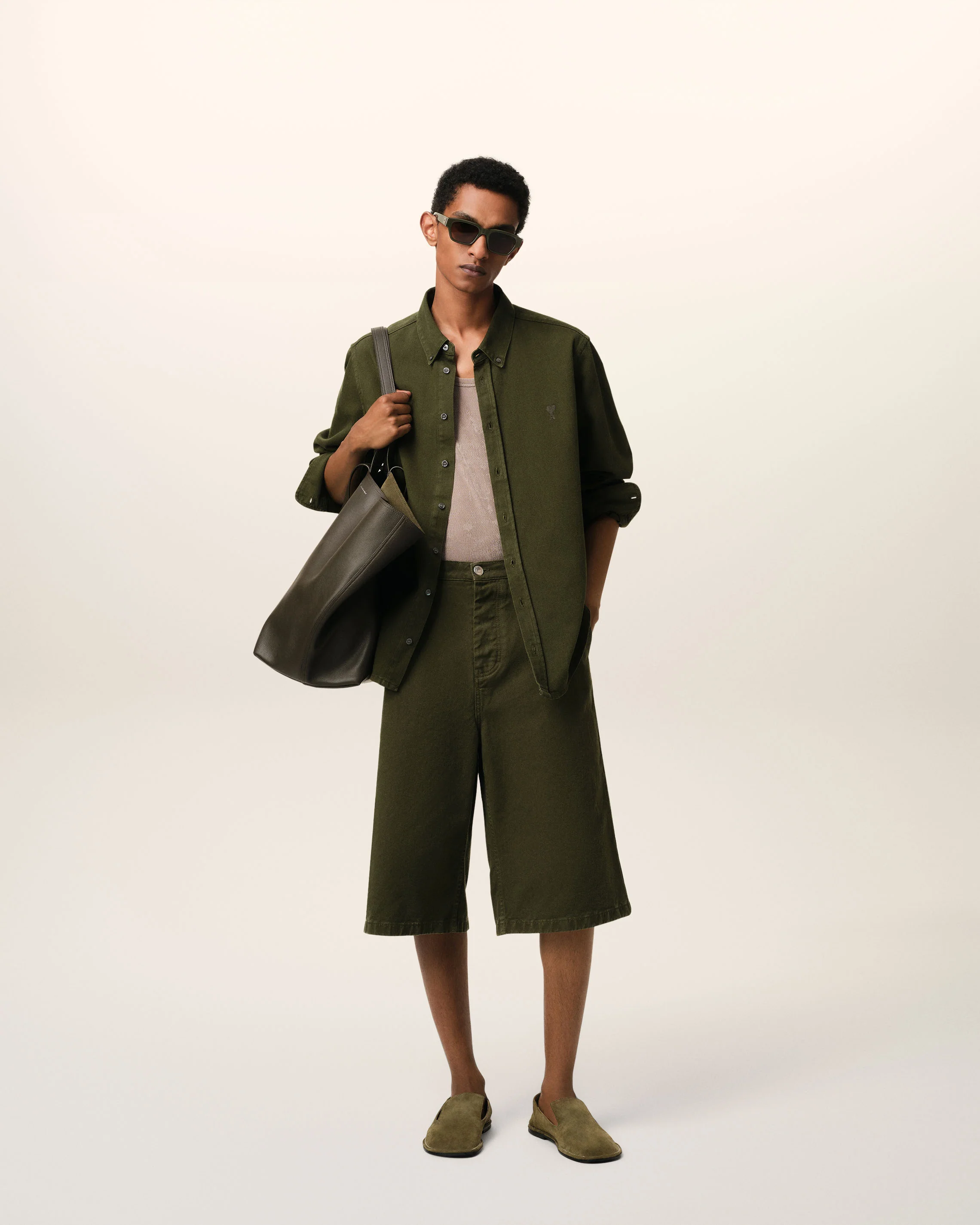 Green Cotton Button-Down Ami de Coeur Shirt