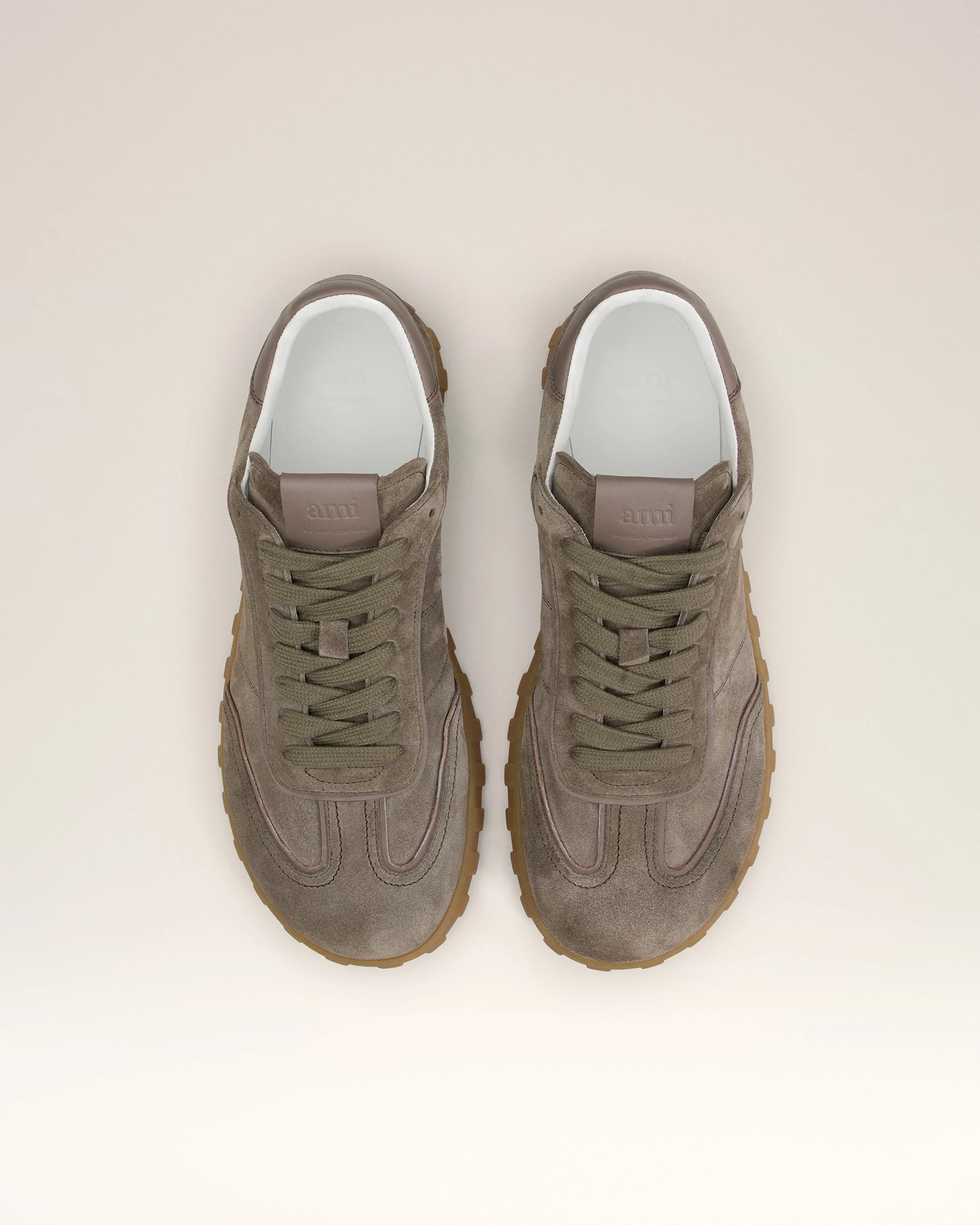 Beige Leather Low Top Step Sneakers