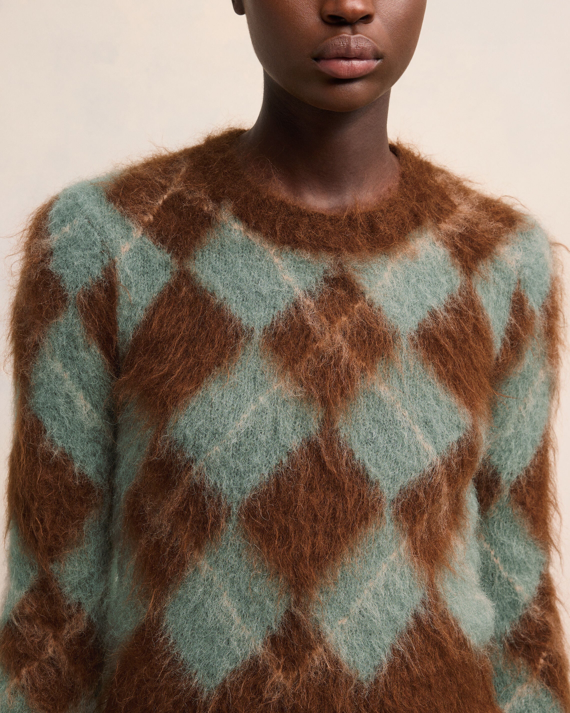 Alpaca Mohair Brushed Argyle Sweater