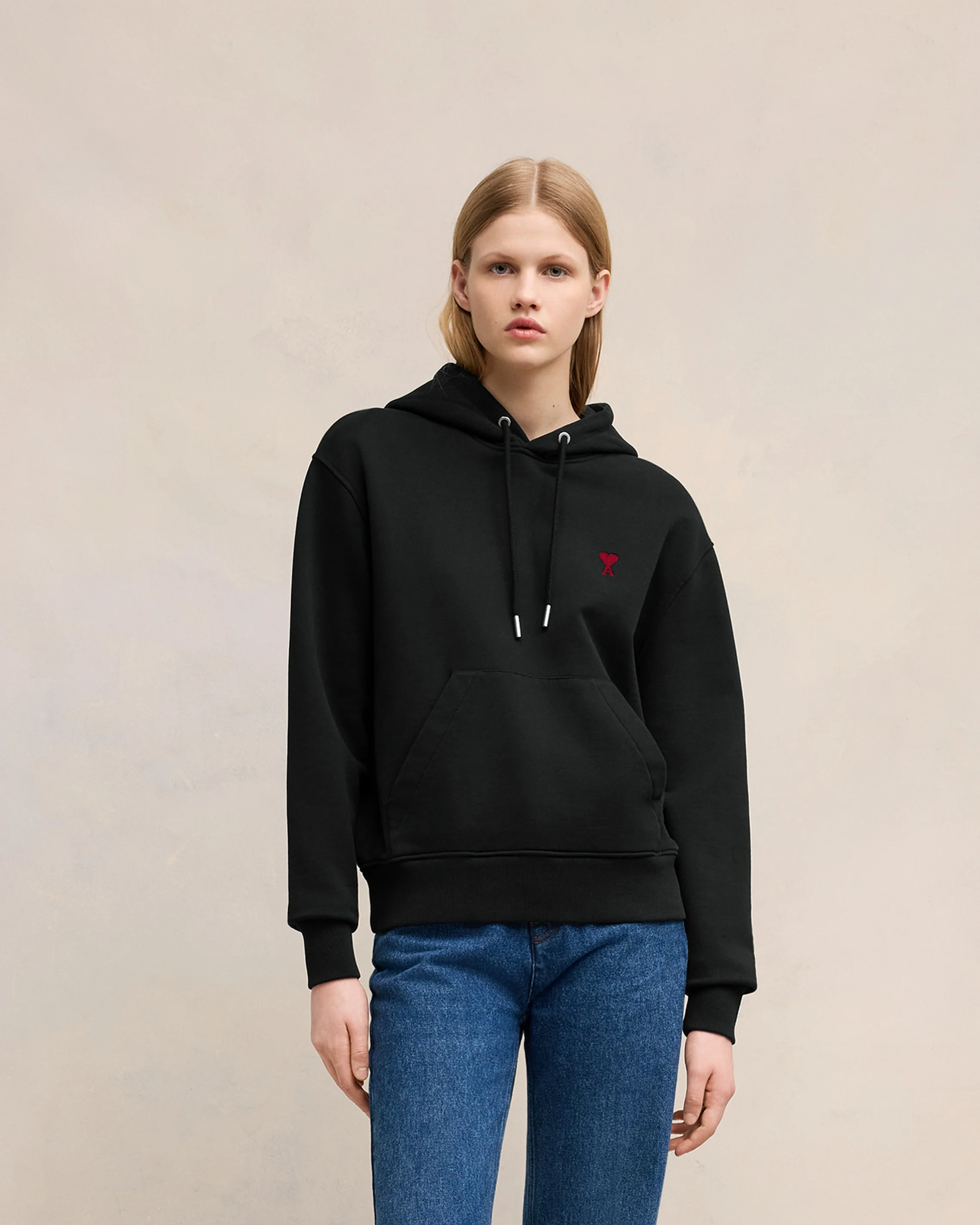 Black Cotton Ami de Coeur Hoodie