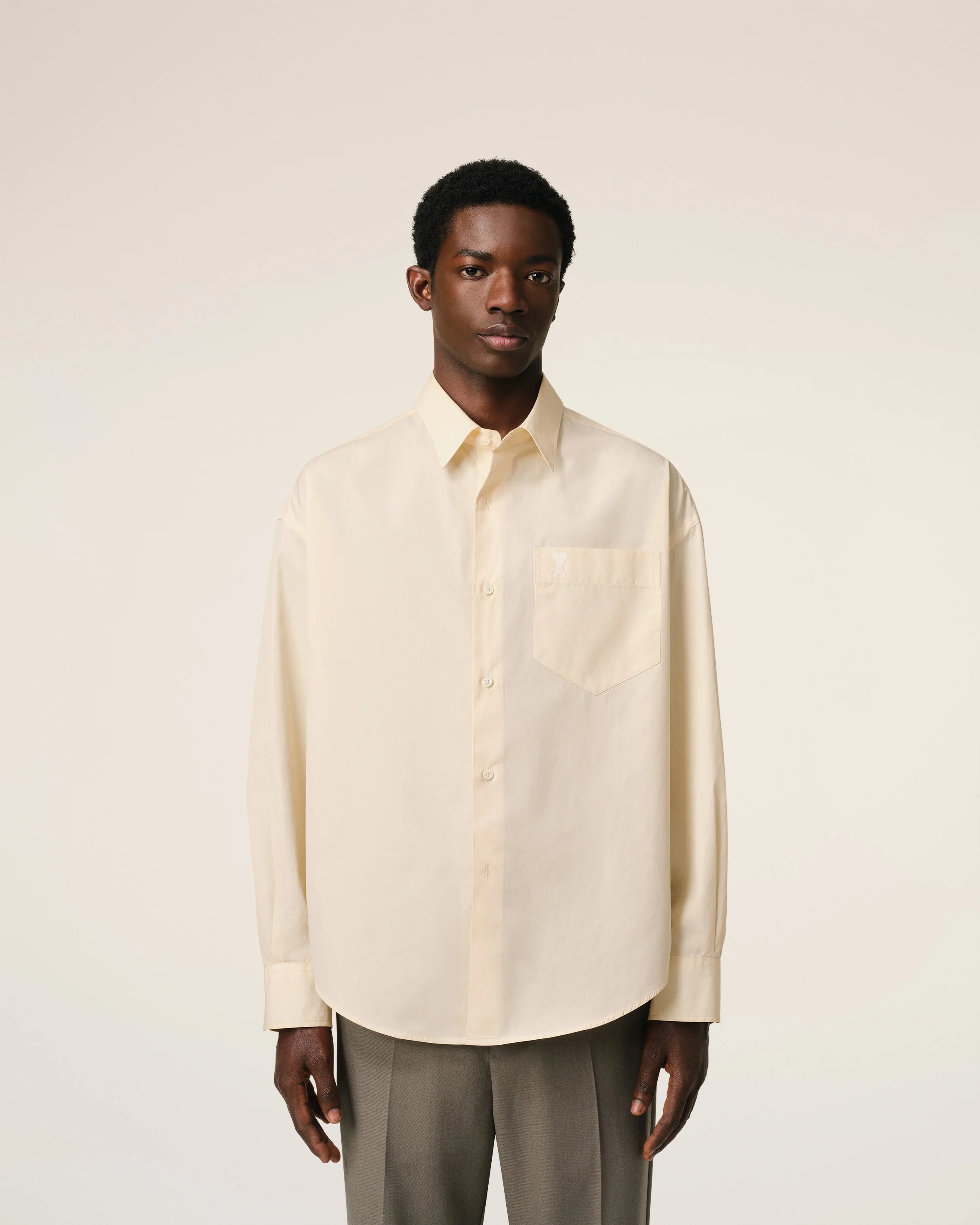 Beige Cotton Ami de Coeur Boxy Shirt