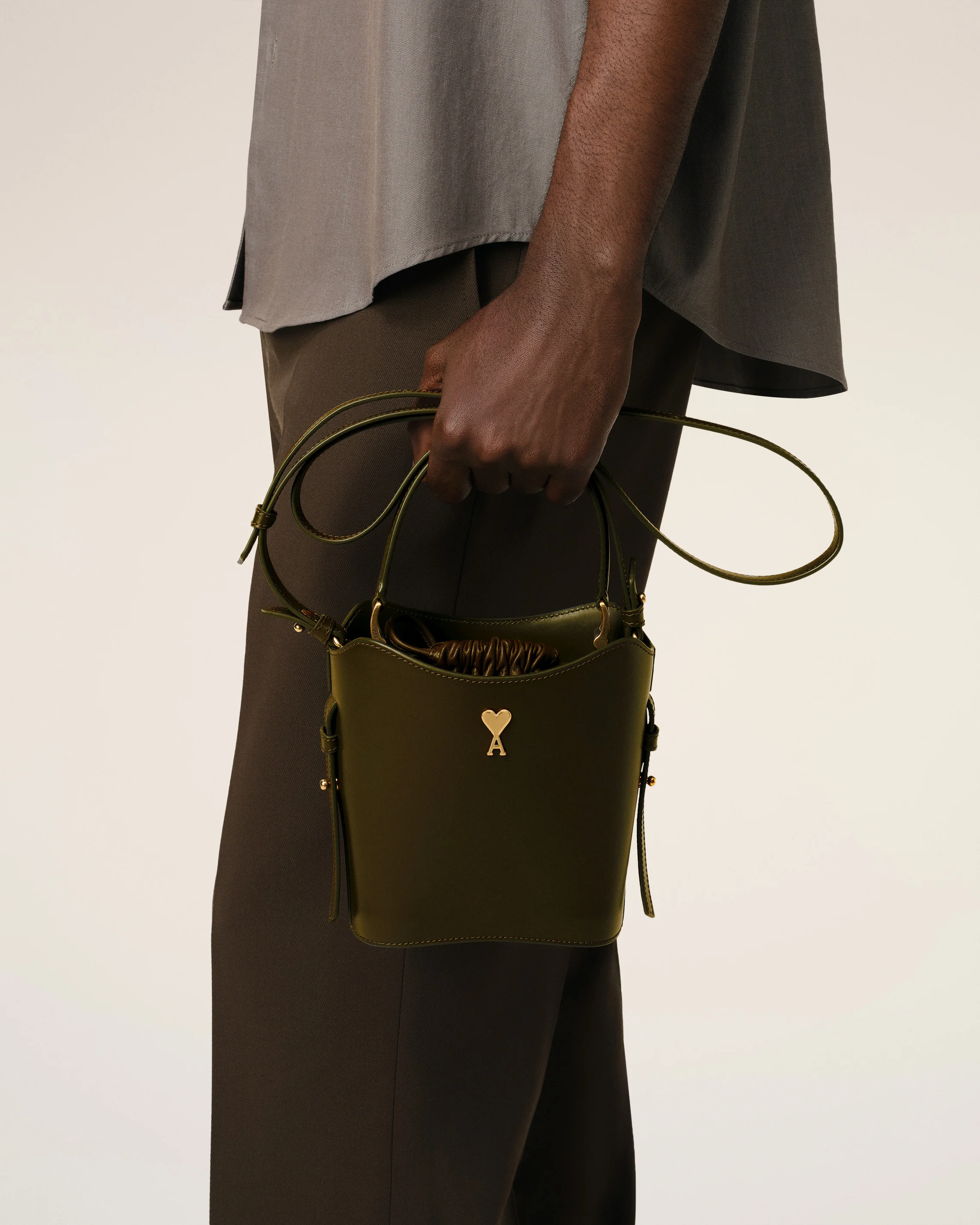 Green Leather Mini Paris Paris Bucket Bag