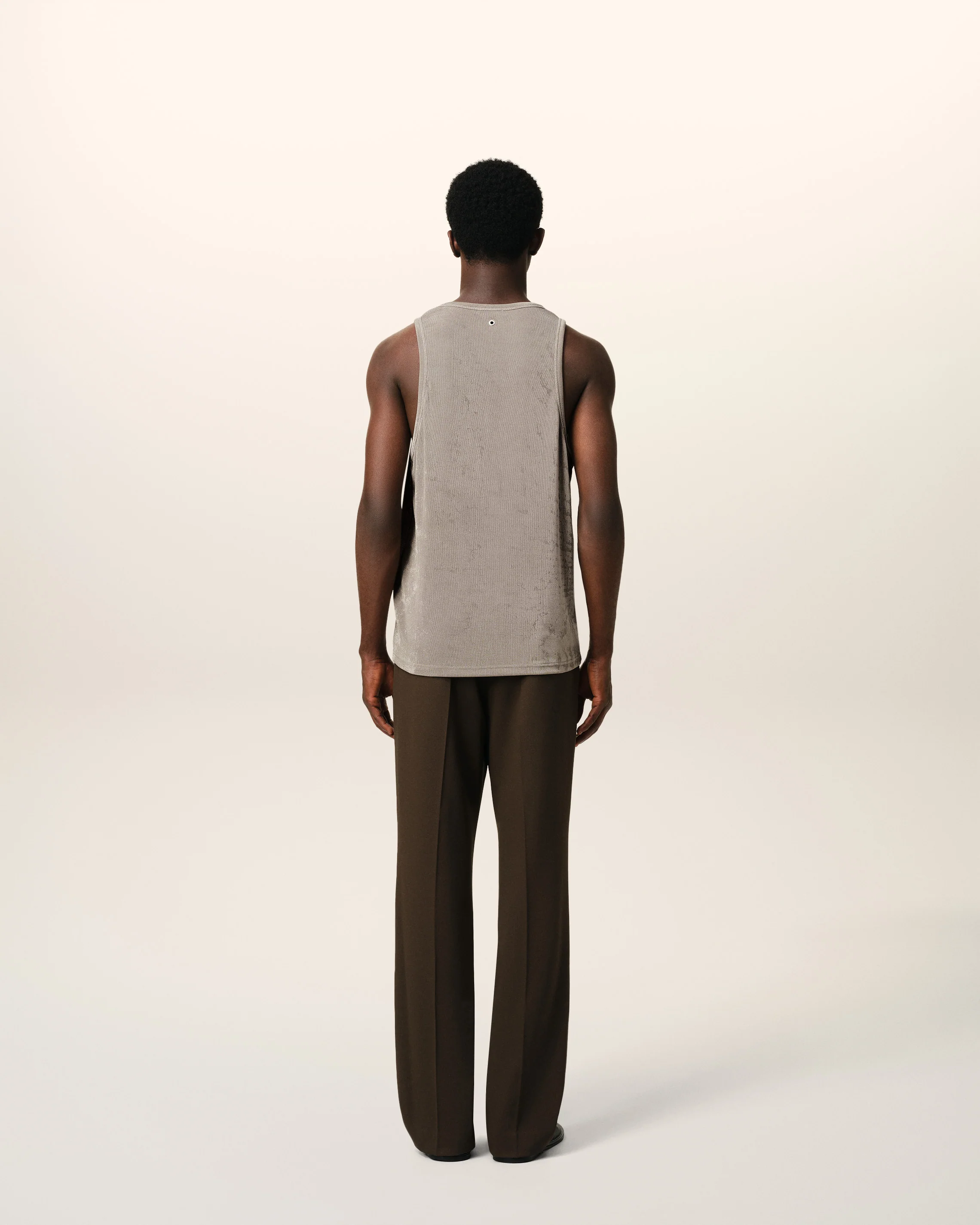 Beige Light Shiny Rib Jersey Tanktop