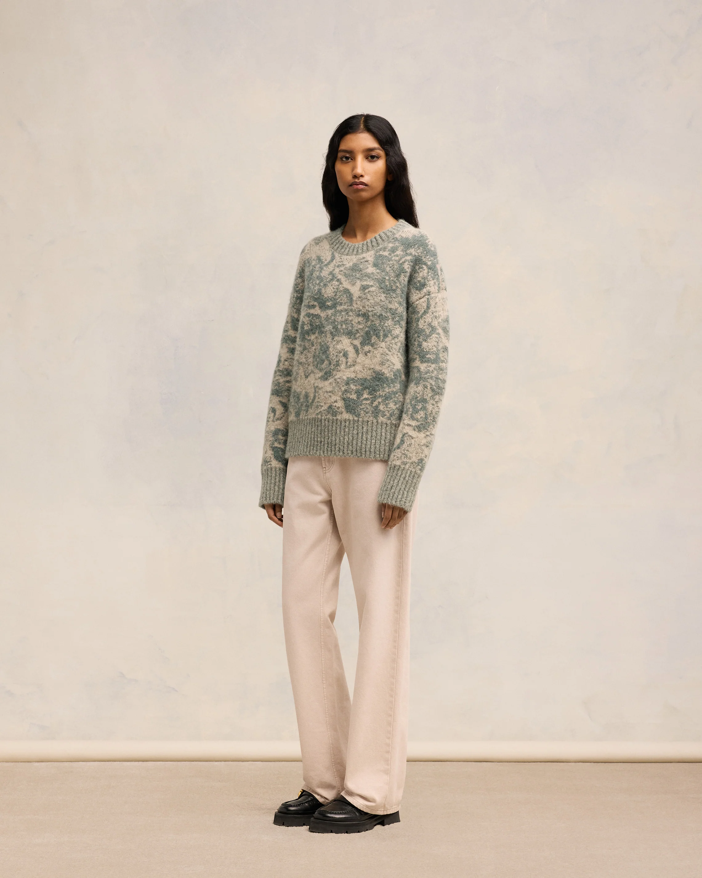 Alpaca Mohair Jacquard Crewneck