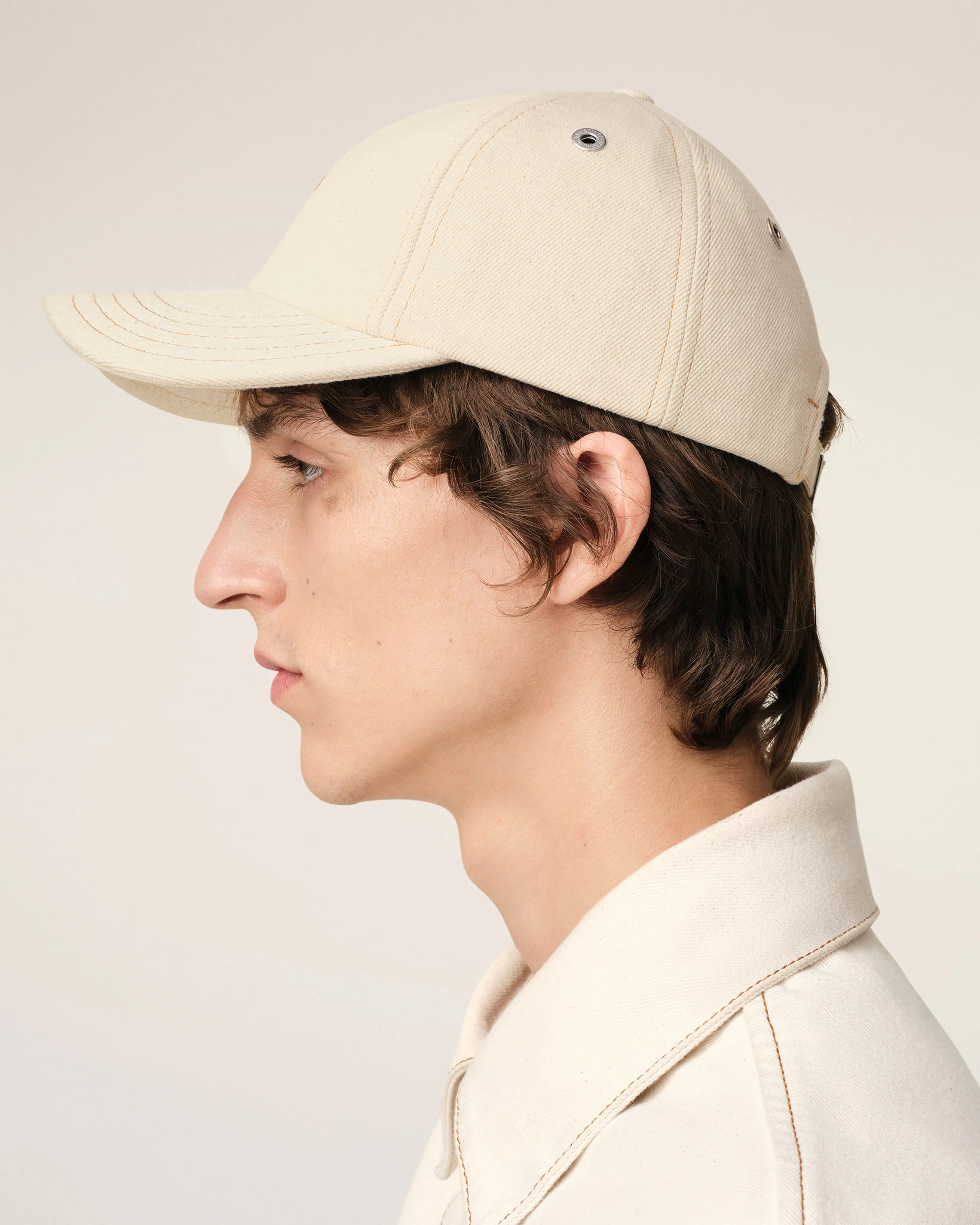 Beige Cotton Ami de Coeur Embroidery Cap