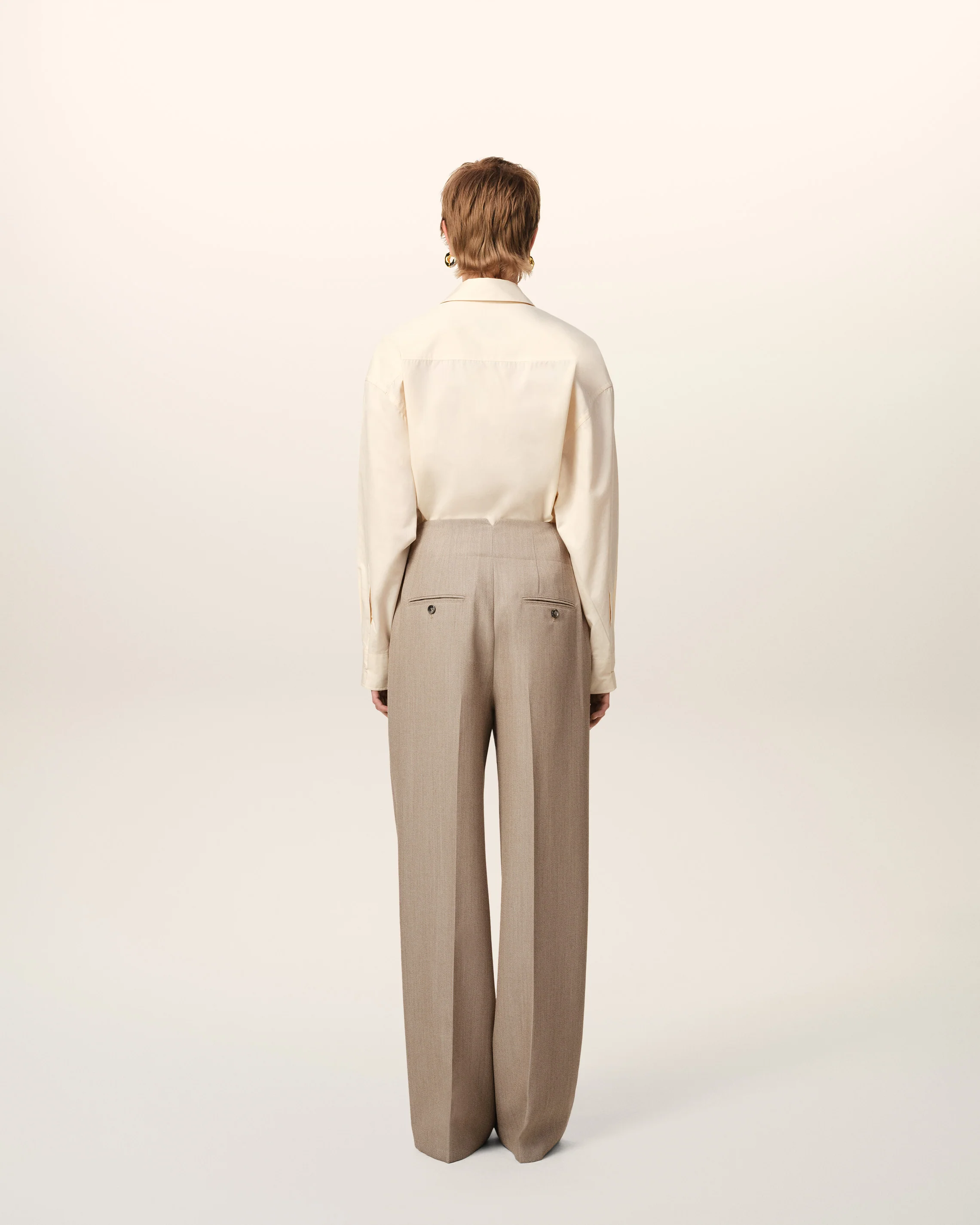 Beige New Wool Sailor Trousers