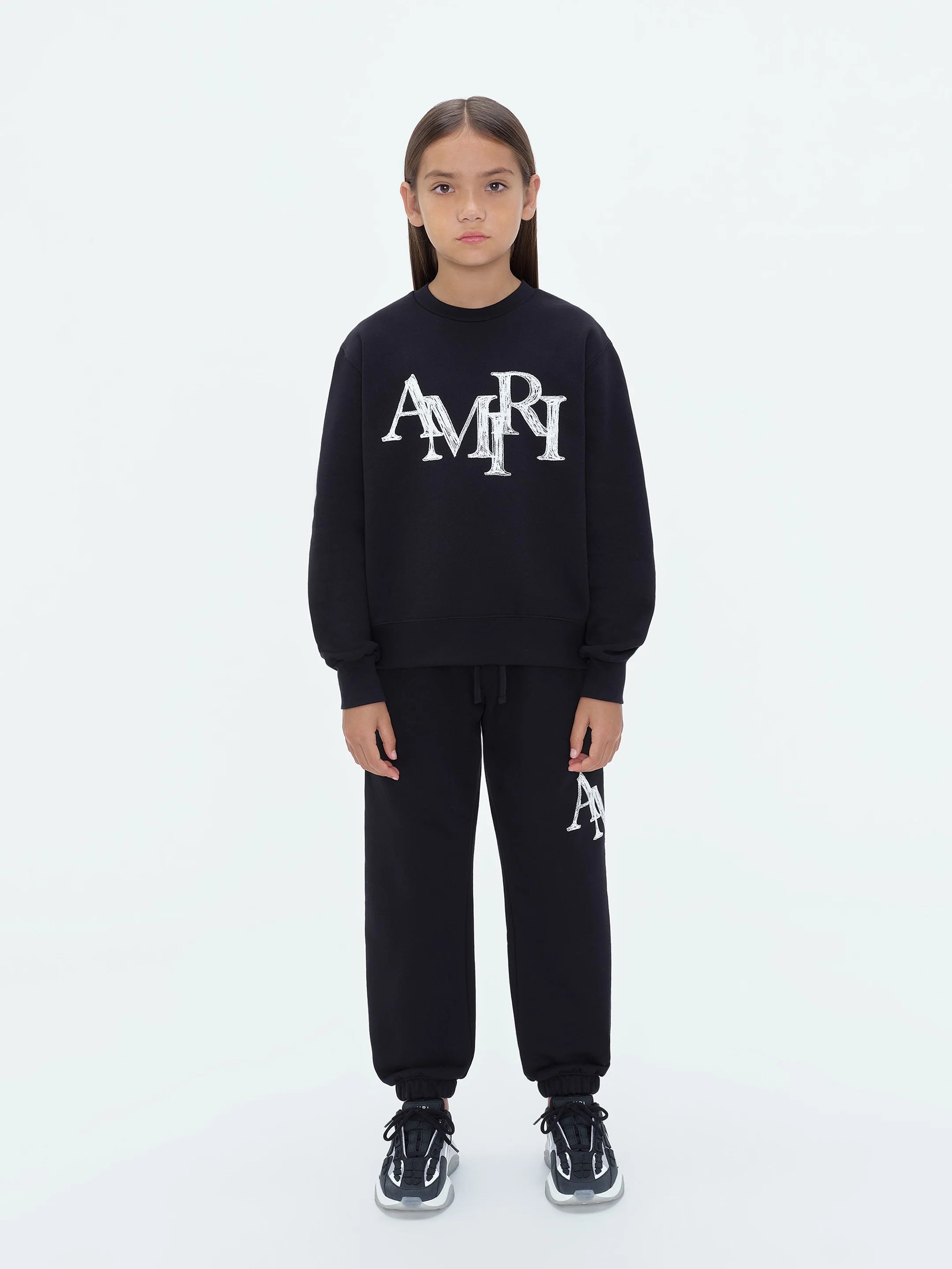 KIDS - AMIRI STAGGERED SCRIBBLE CREWNECK - Black