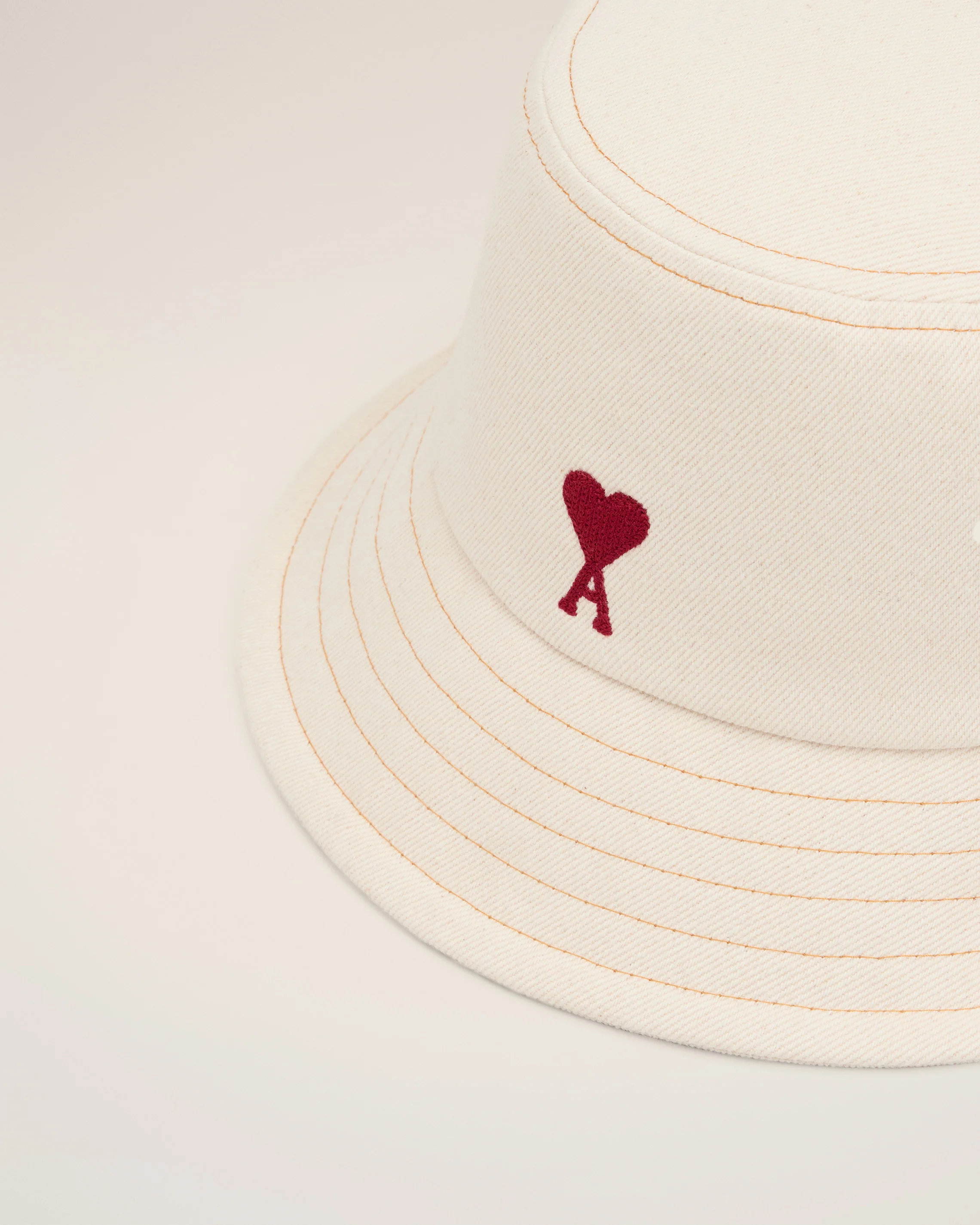 Beige Cotton Ami de Coeur Embroidery Bucket Hat