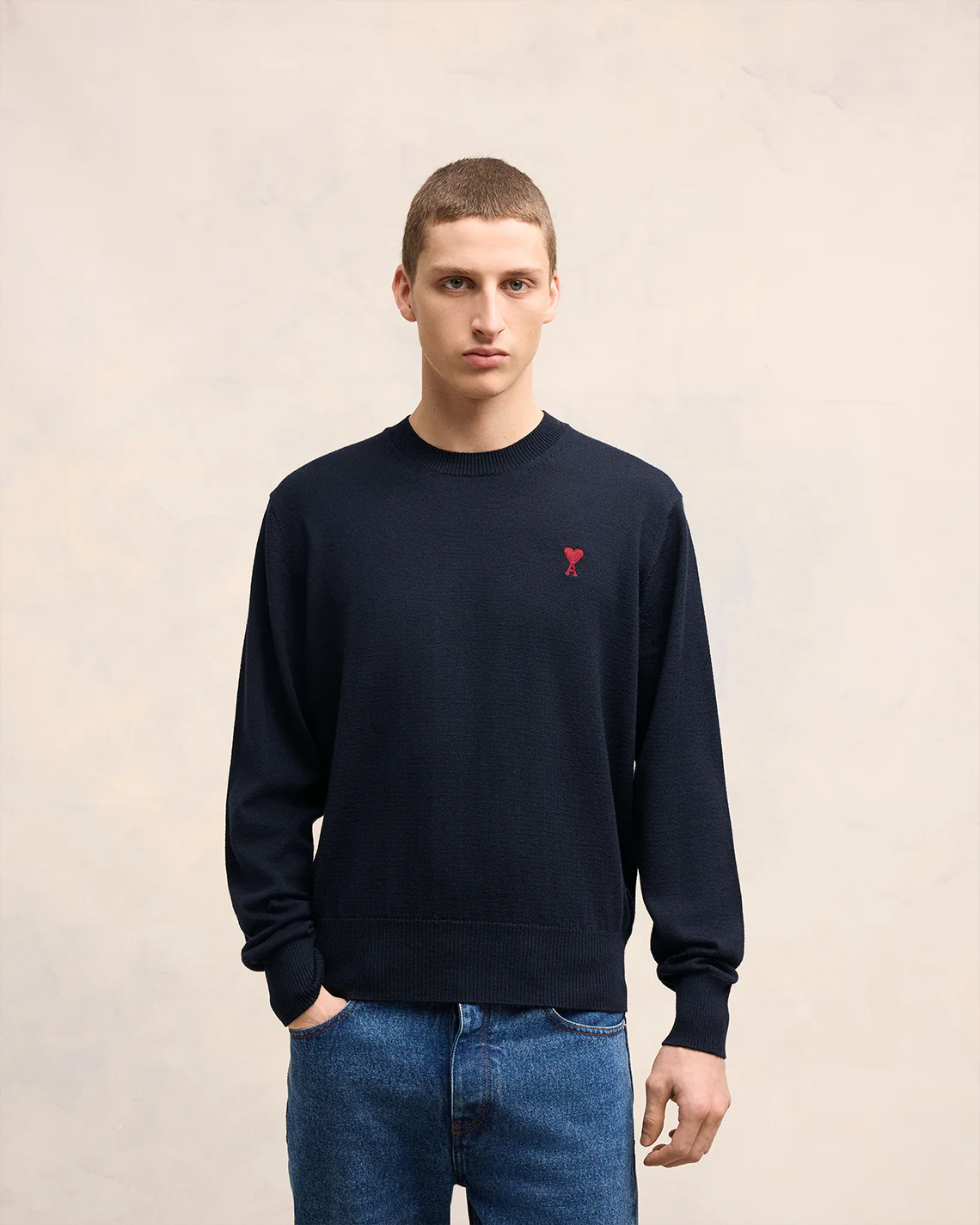 Ami de Coeur Embroidery Crew Neck Sweater