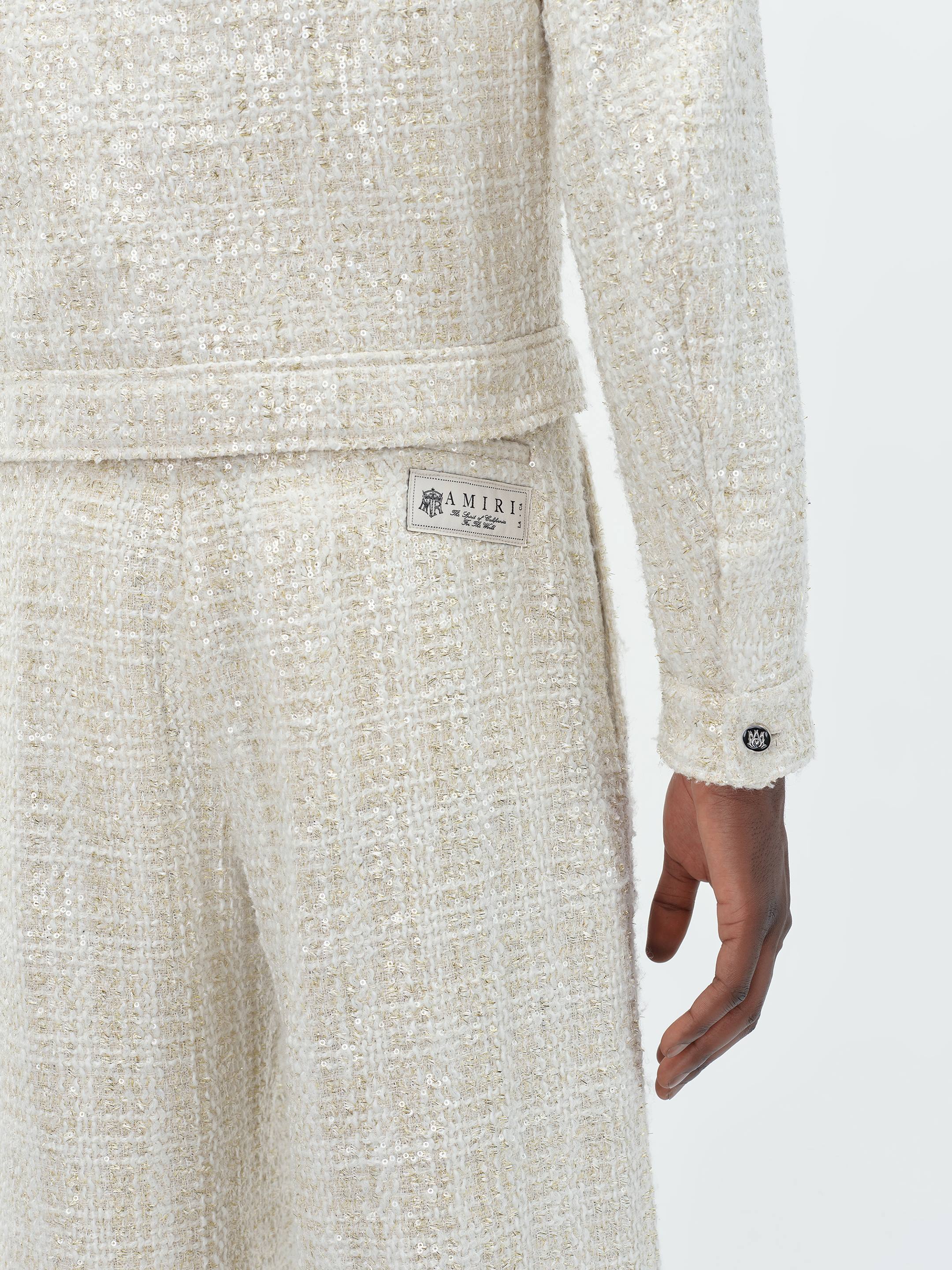 SEQUIN BOUCLE SHIRT JACKET - Alabaster