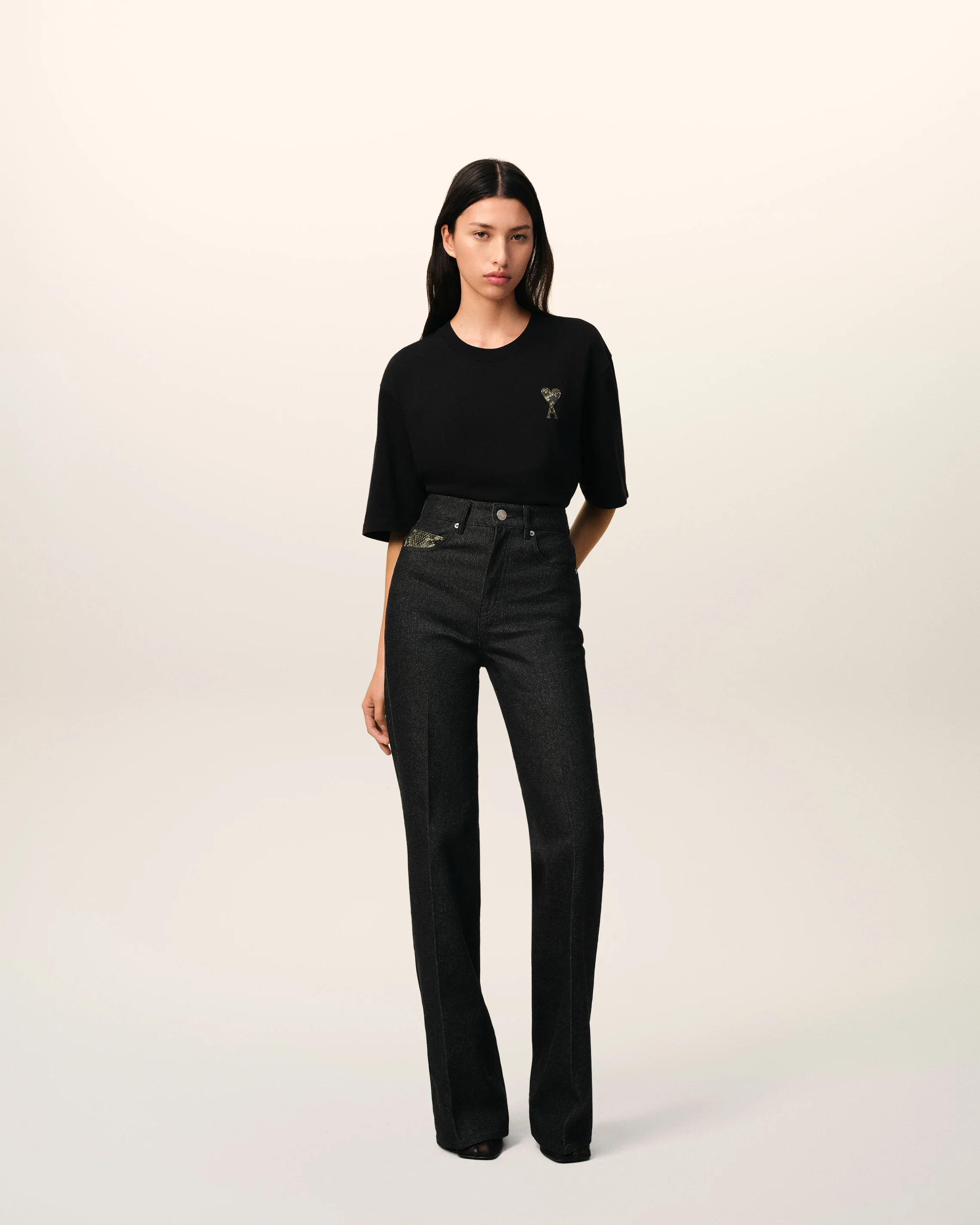 Black Cotton Flare Fit Jeans