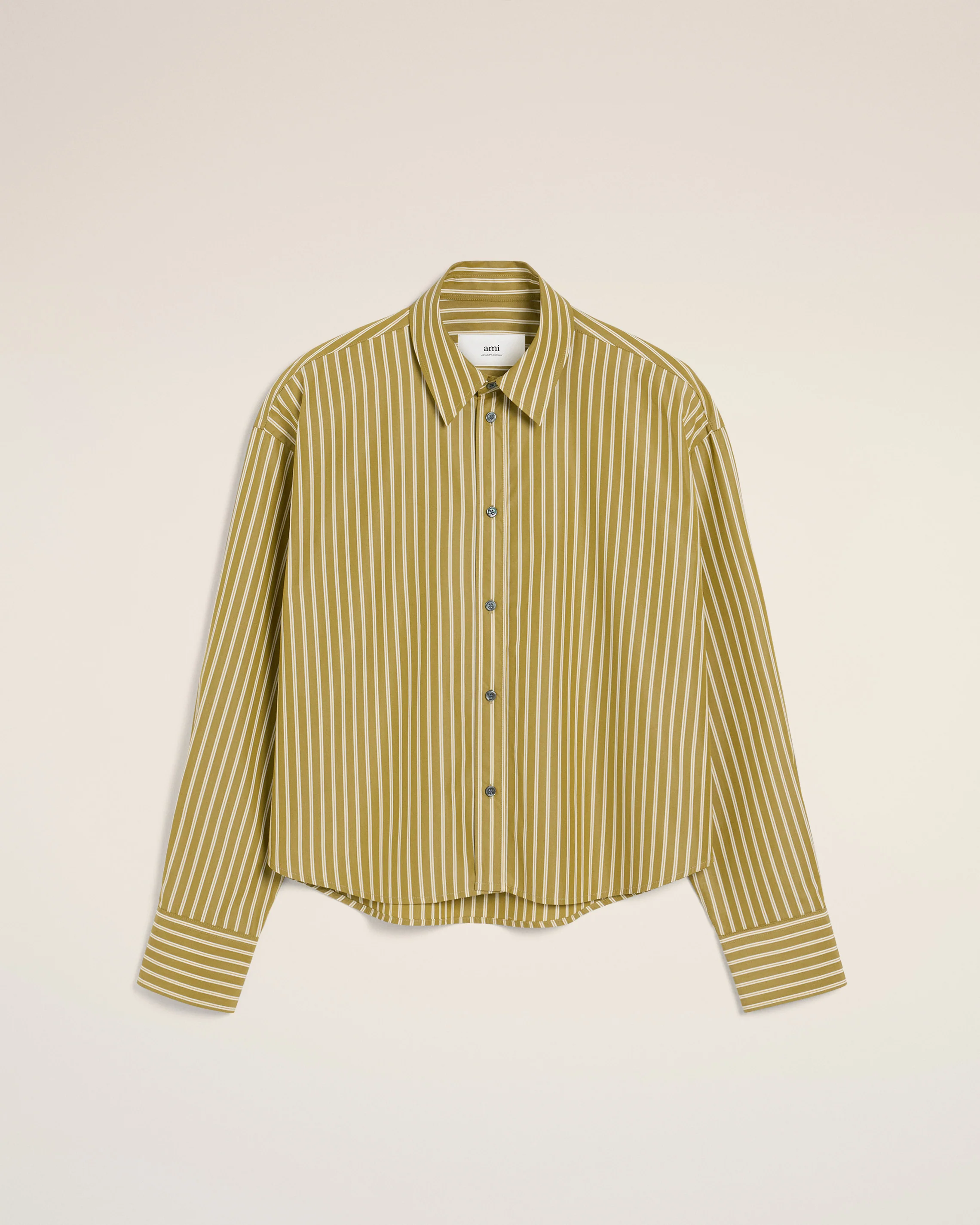 Khaki Cotton Cropped Oversized Shirt