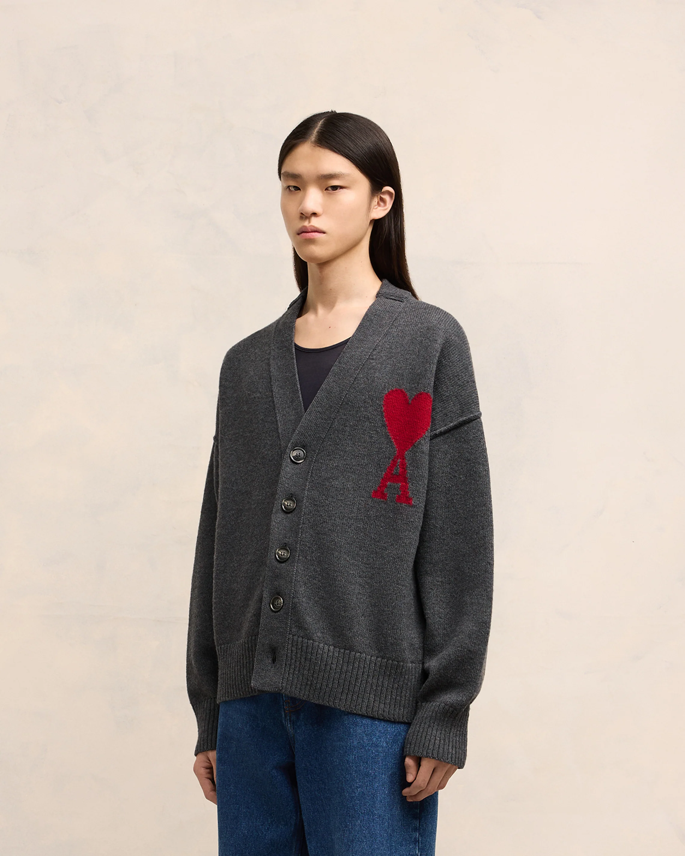 Grey Wool Ami de Coeur Cardigan