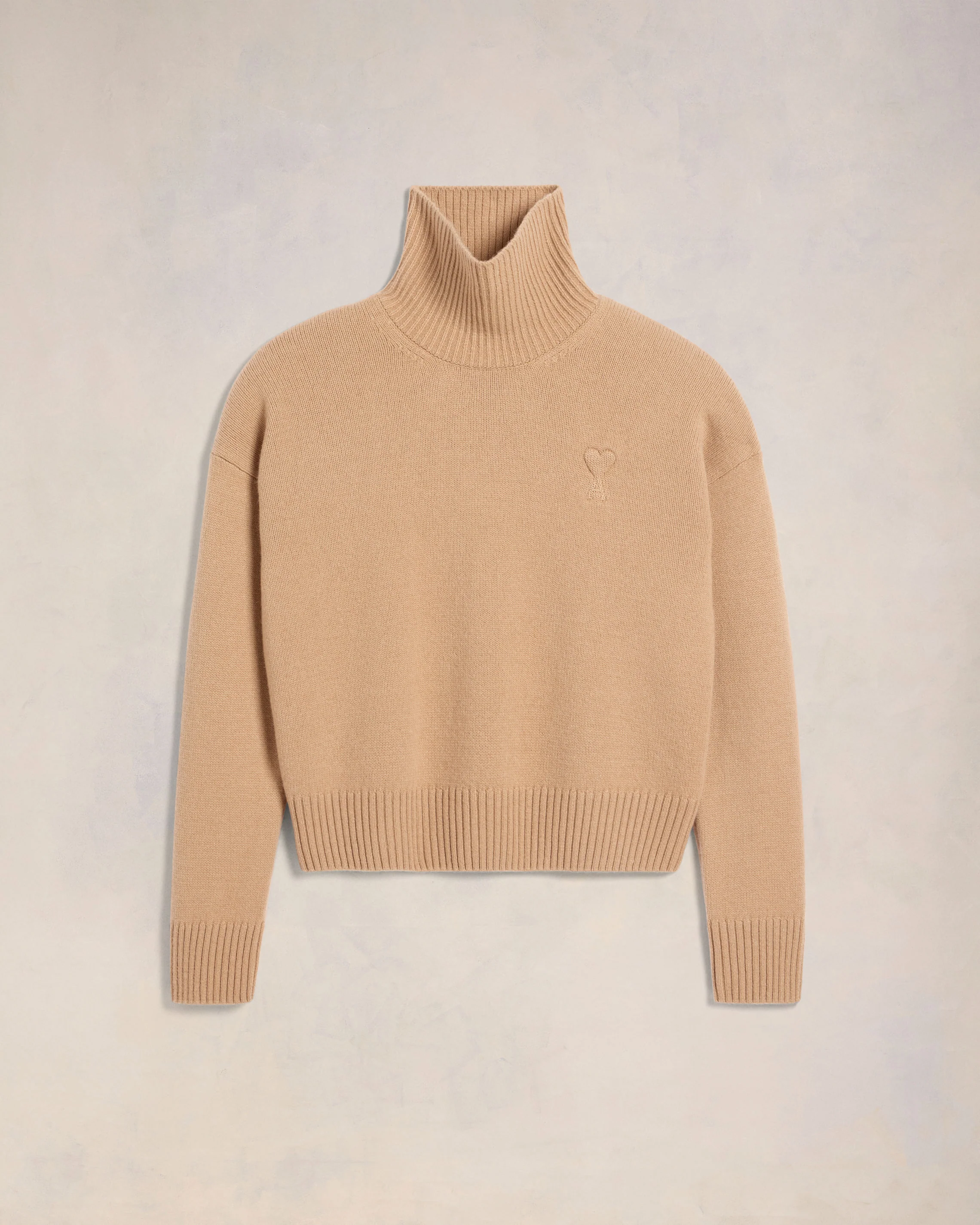 Embossed Ami de Coeur Funnel Neck Sweater