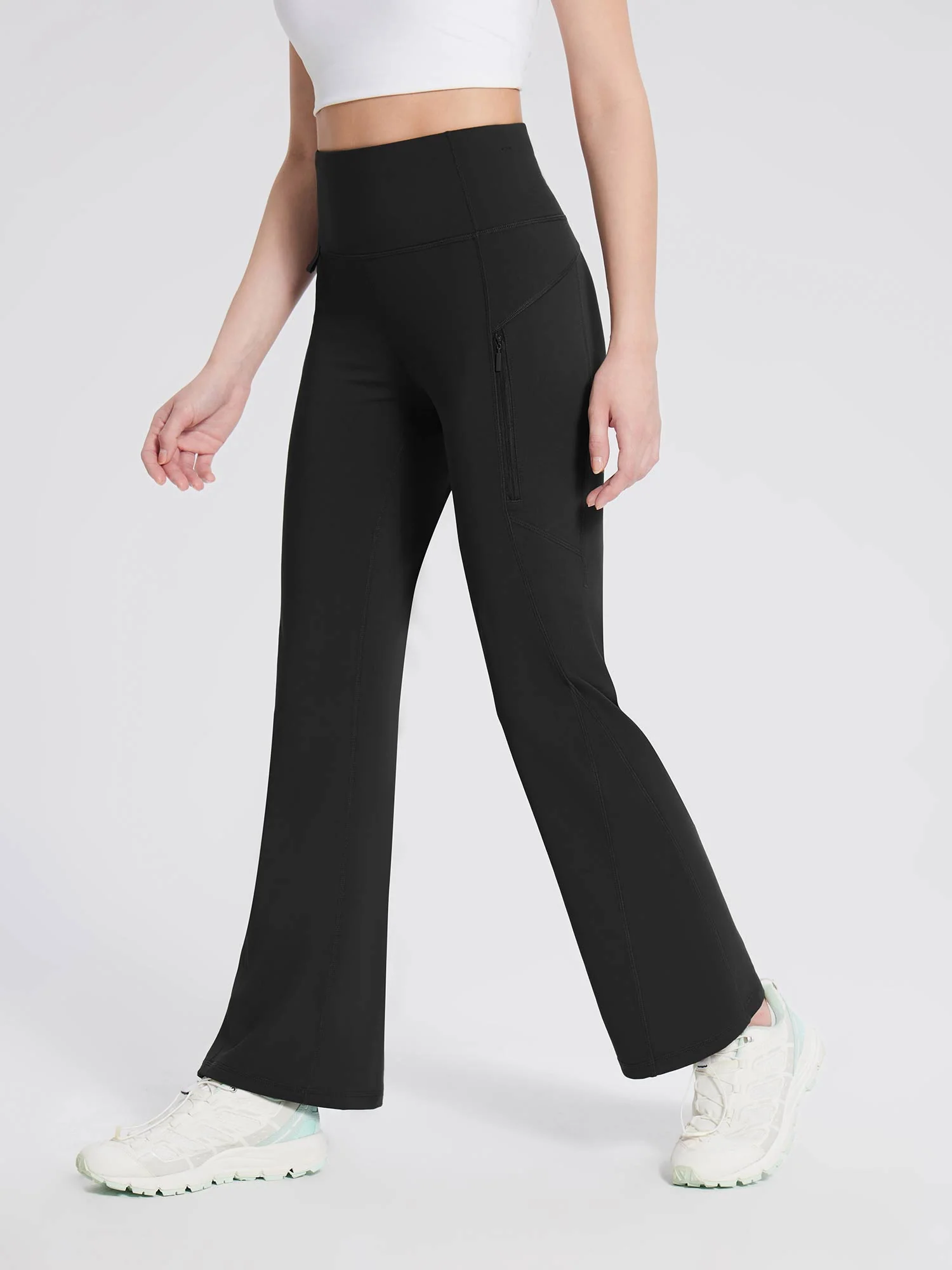 Laureate Fleece-Lined Zip Pocket Compression Flare Pants