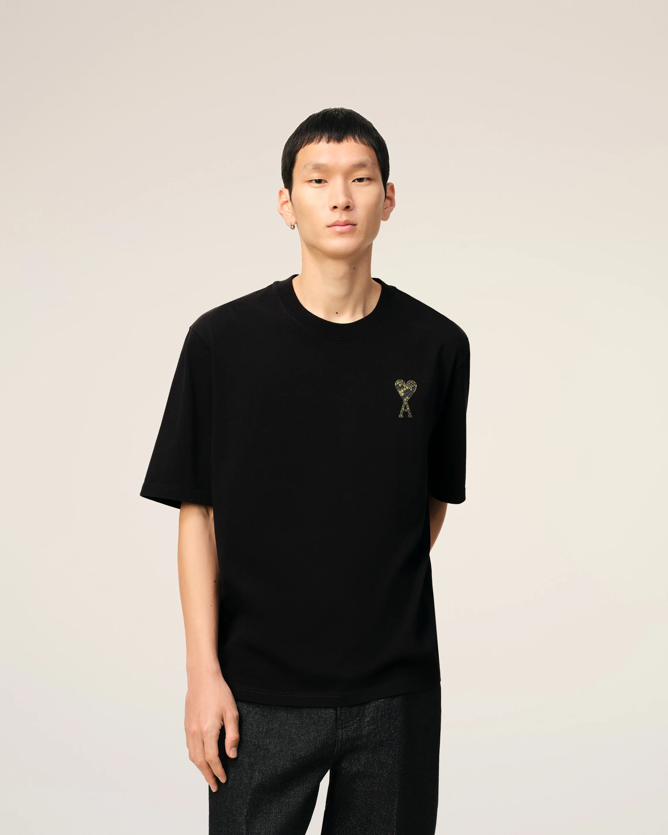 Black Cotton Ami de Coeur T-shirt