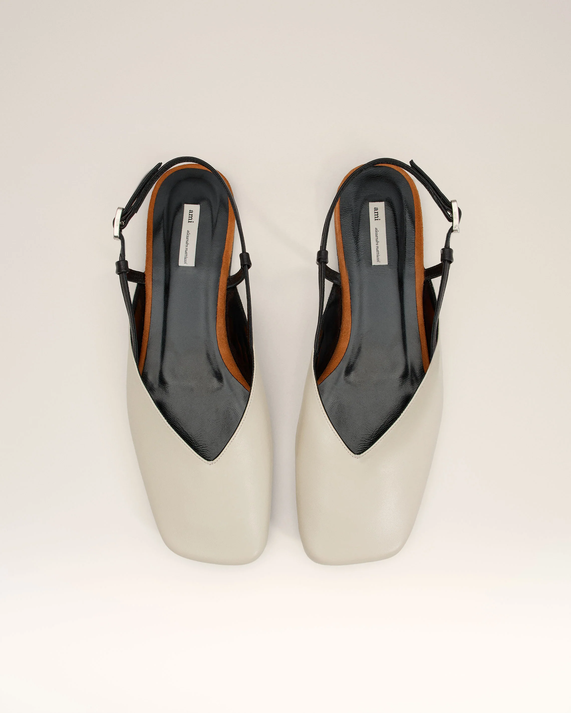 Beige Leather Slingbacks