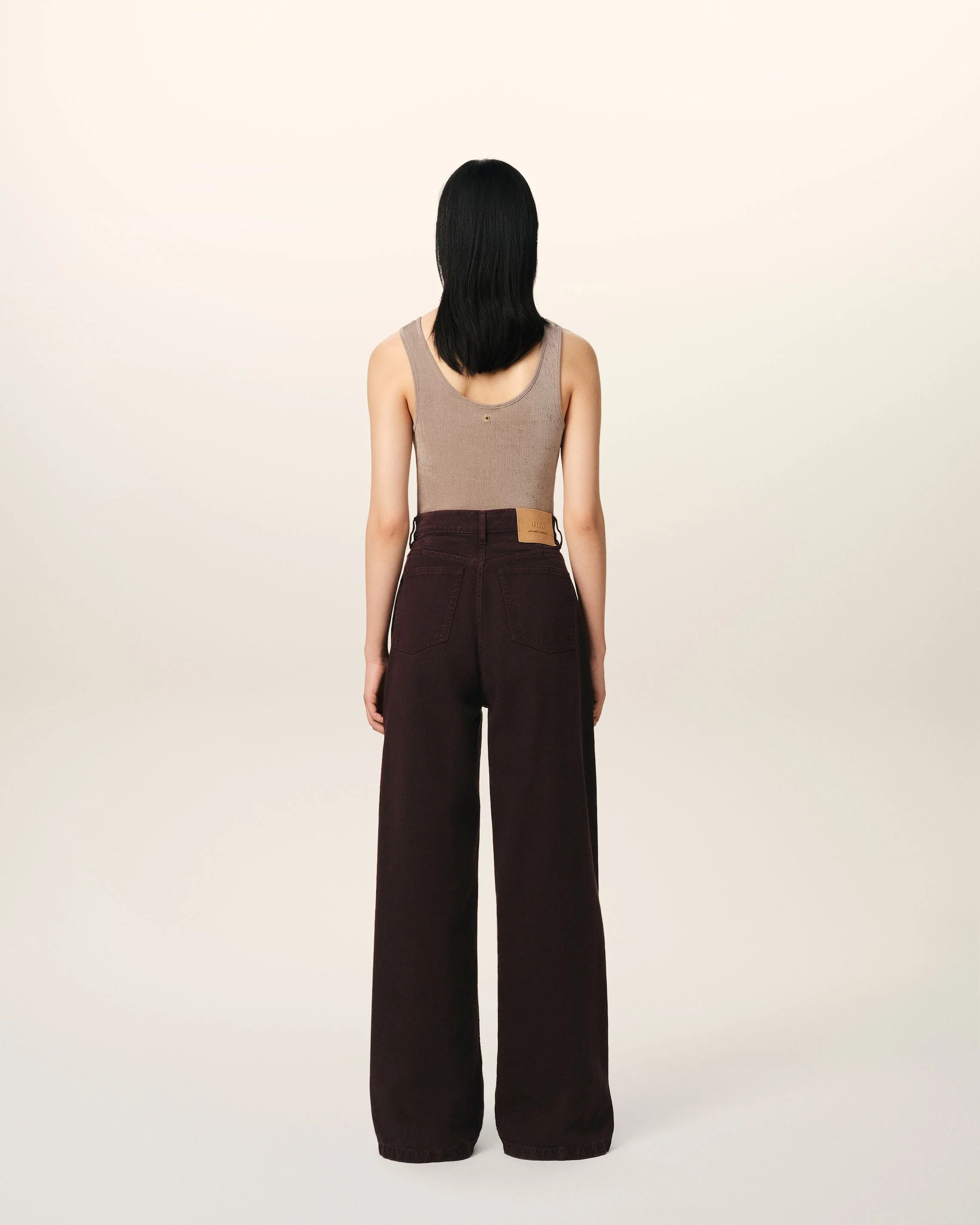 Burgundy Cotton Wide Fit Jeans