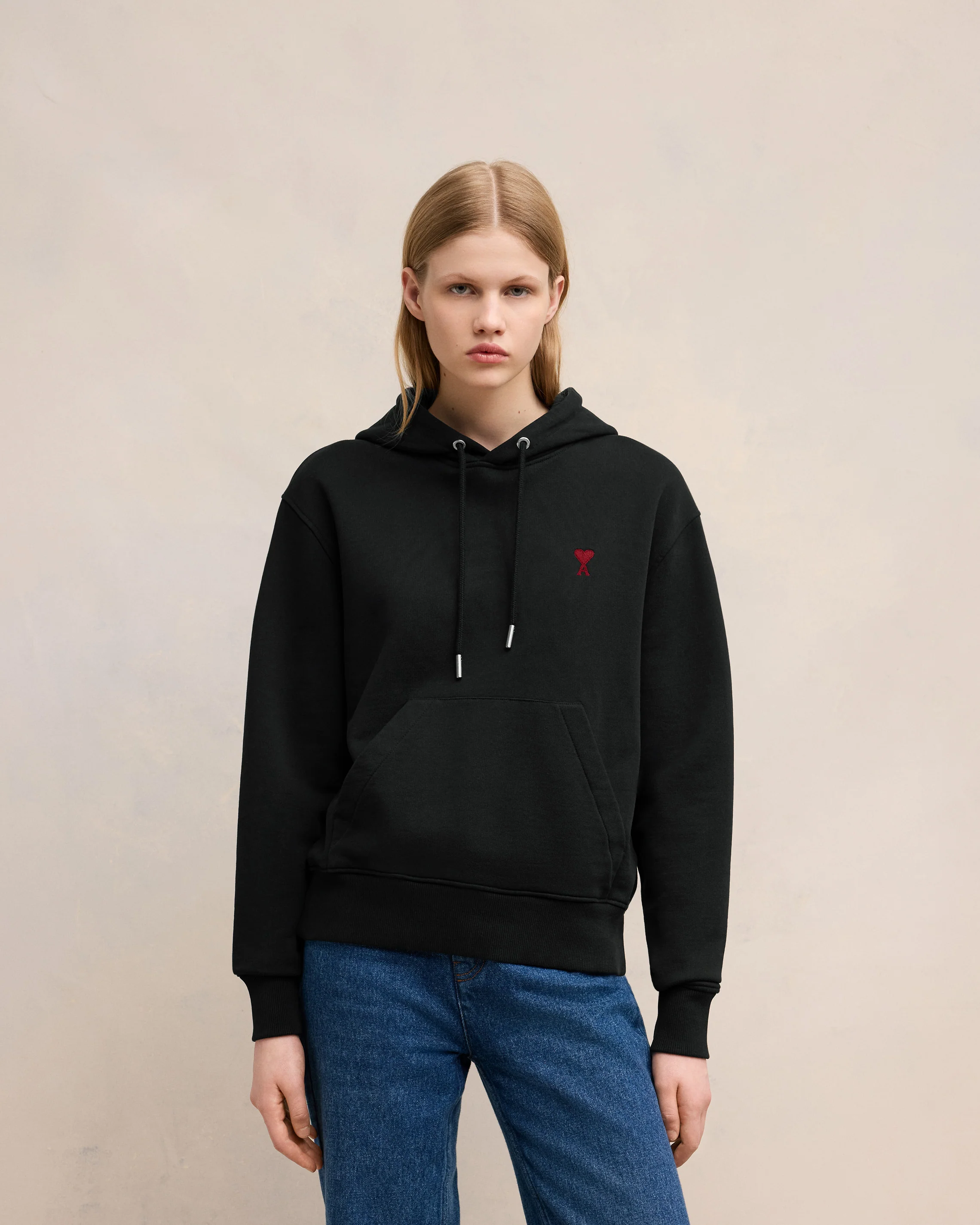 Black Cotton Ami de Coeur Hoodie