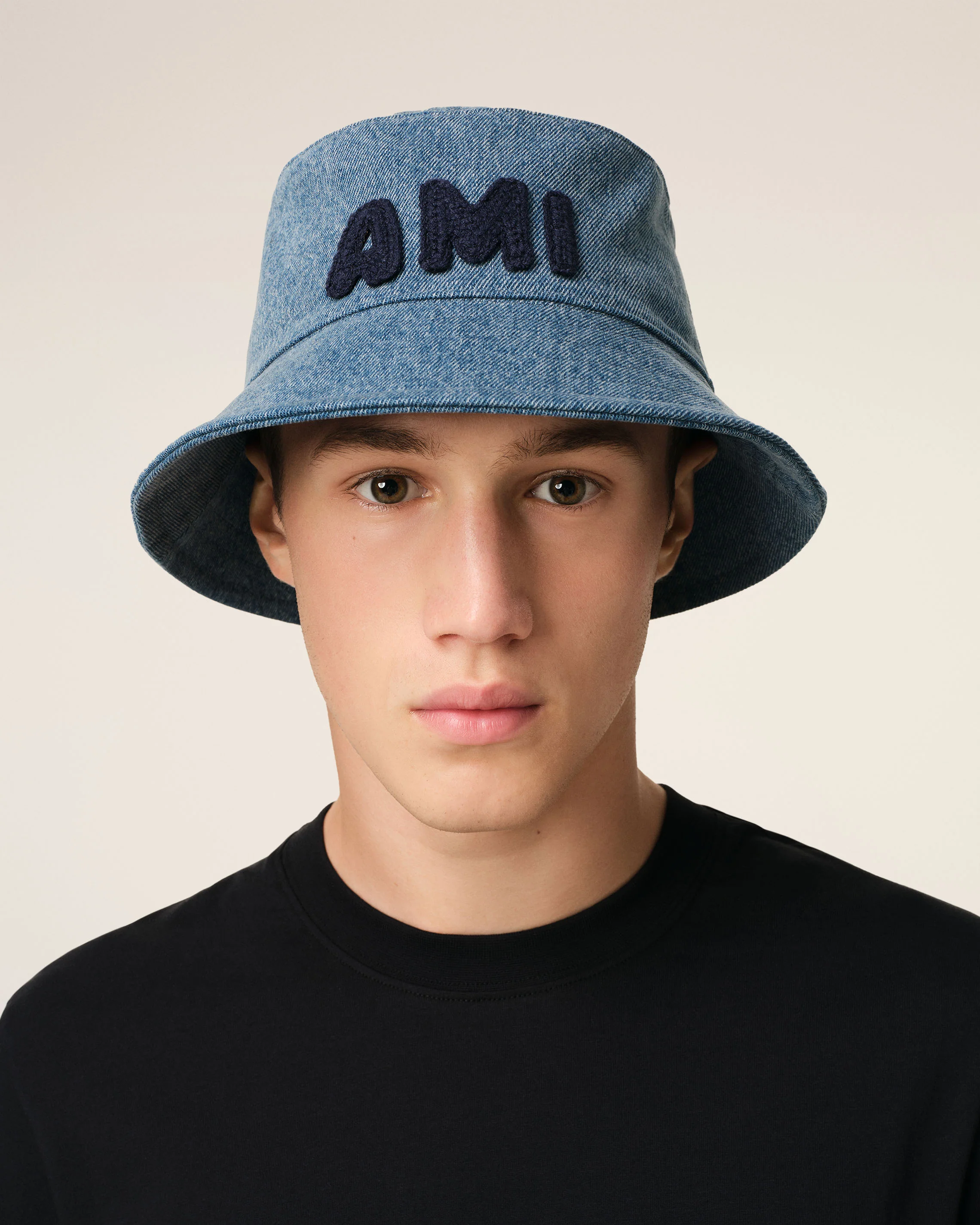 Blue Cotton Ami Paris Patch Bucket Hat