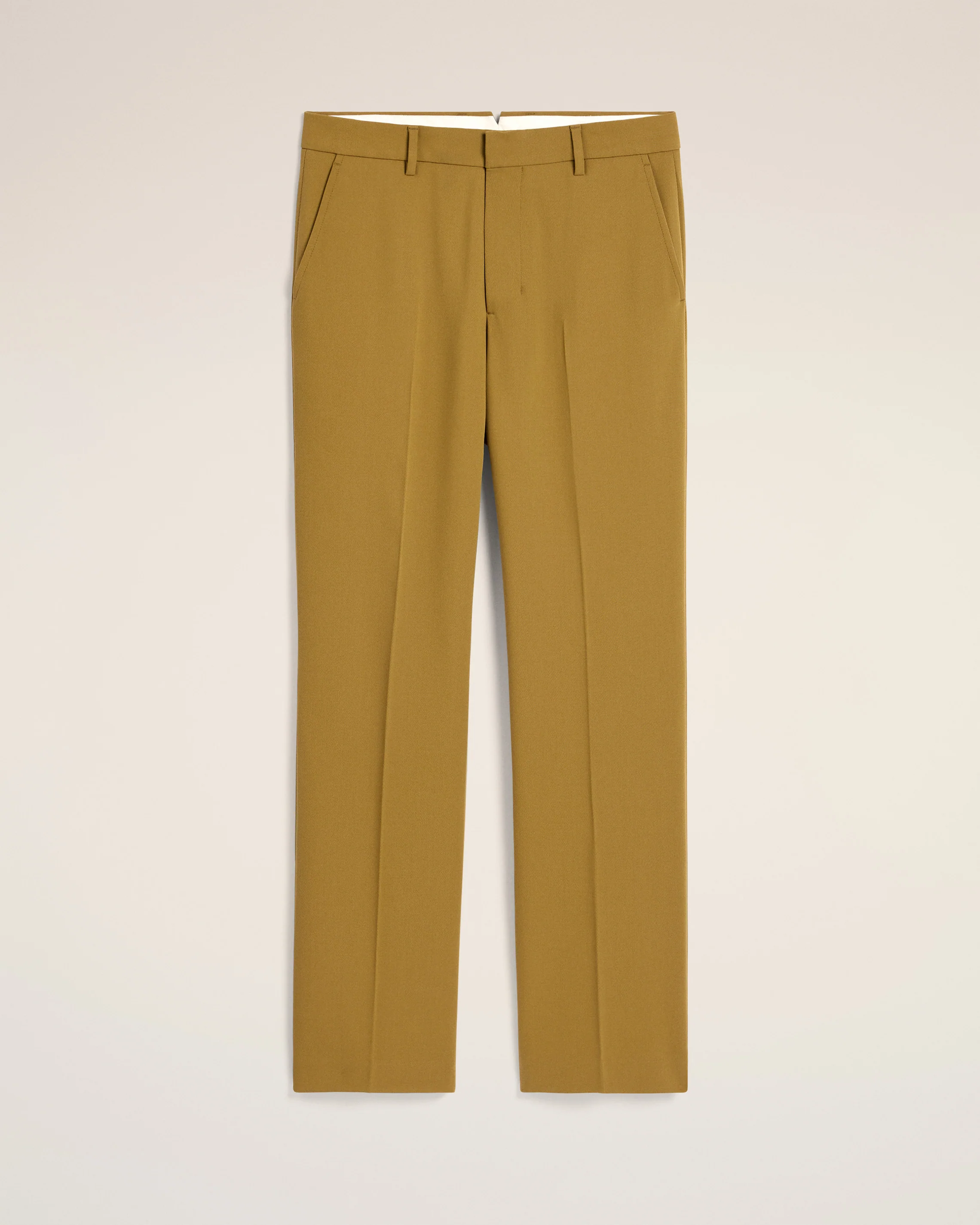 Mustard Wool Straight Fit Trousers