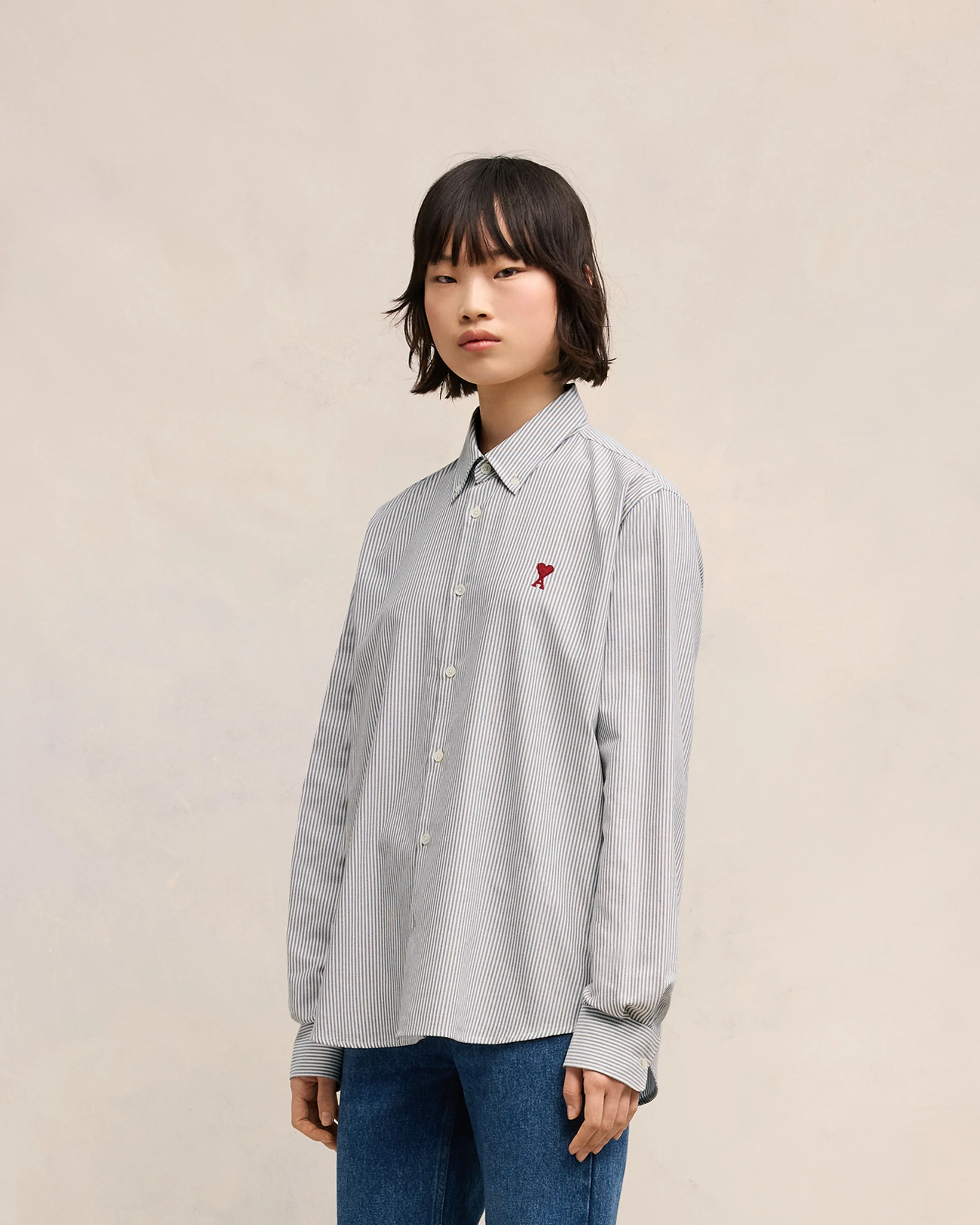 Black Cotton Button-Down Ami de Coeur Shirt