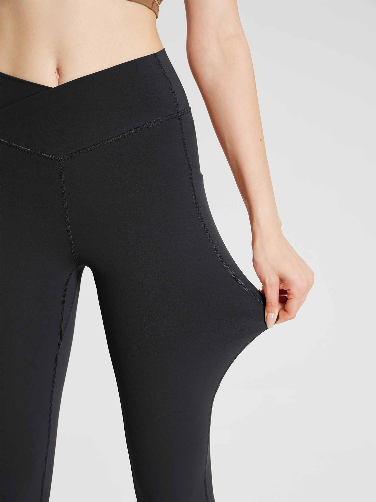 Lycra Cross-Waist Zippered Flared Pants