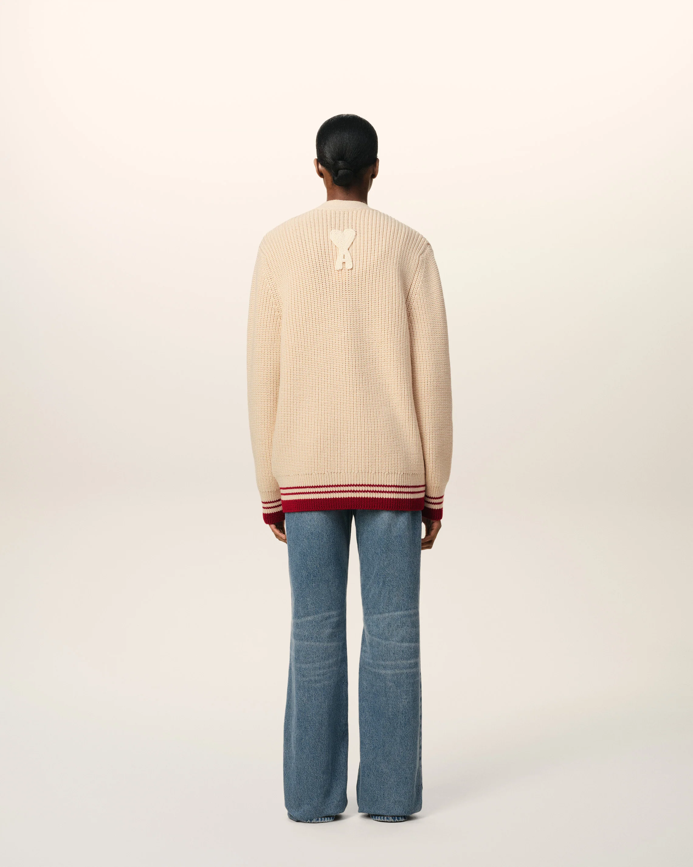 Beige Wool Ribbed Sweater