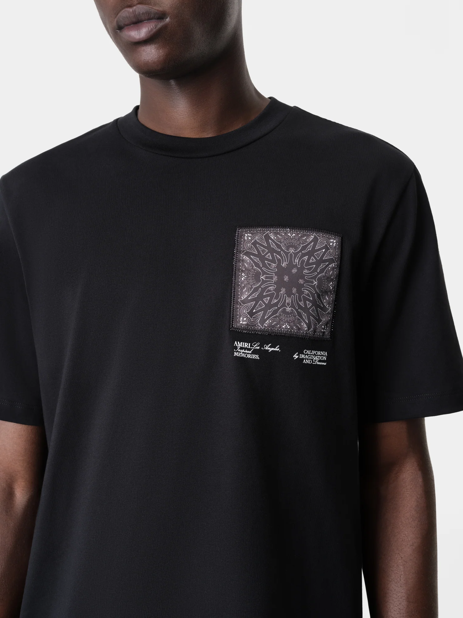 MA BANDANA SILK APPLIQUE TEE - Black