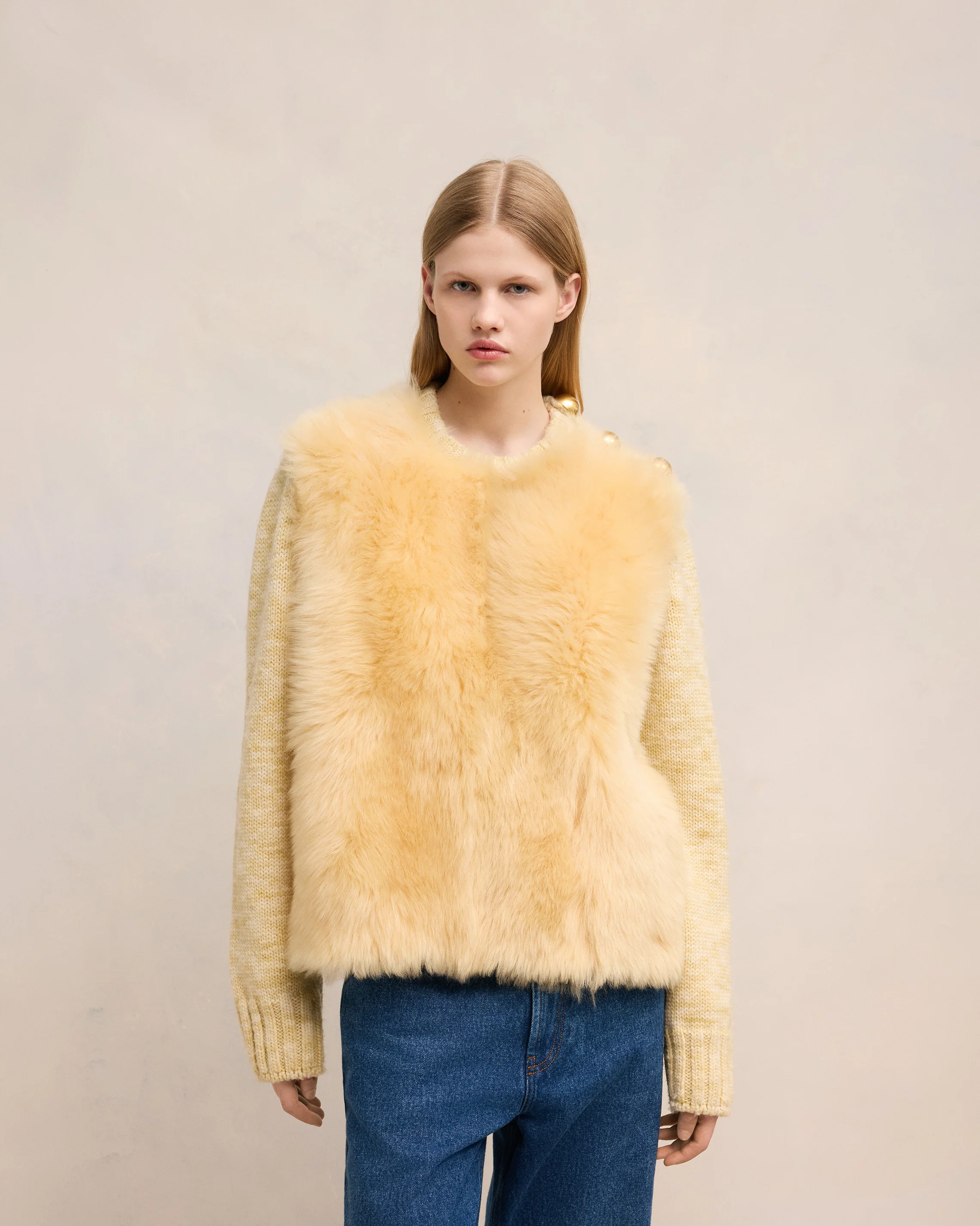 Shearling Crew Neck Sweater