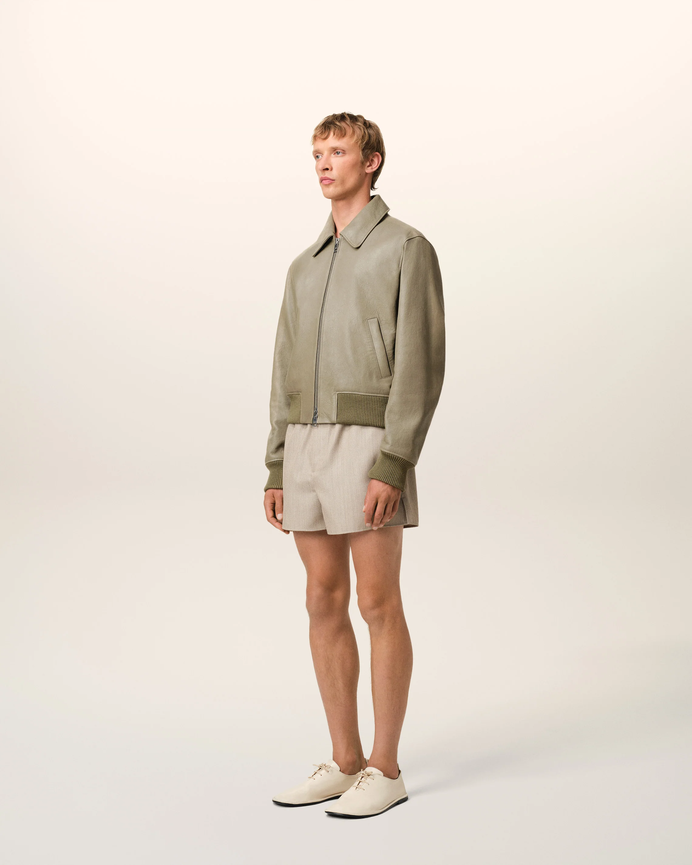 Green Leather Zipped Jacket