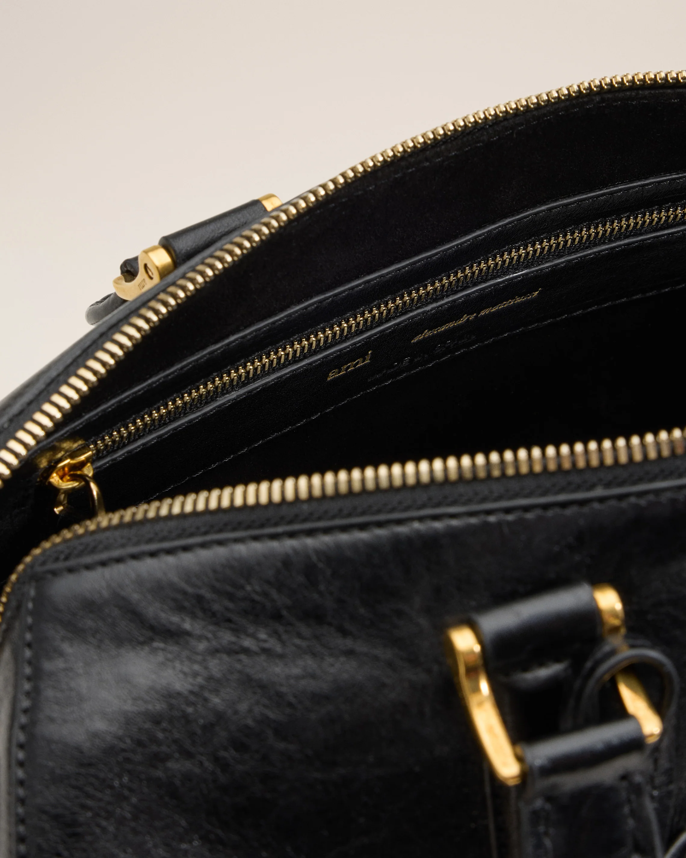 Black Leather Boston Bag