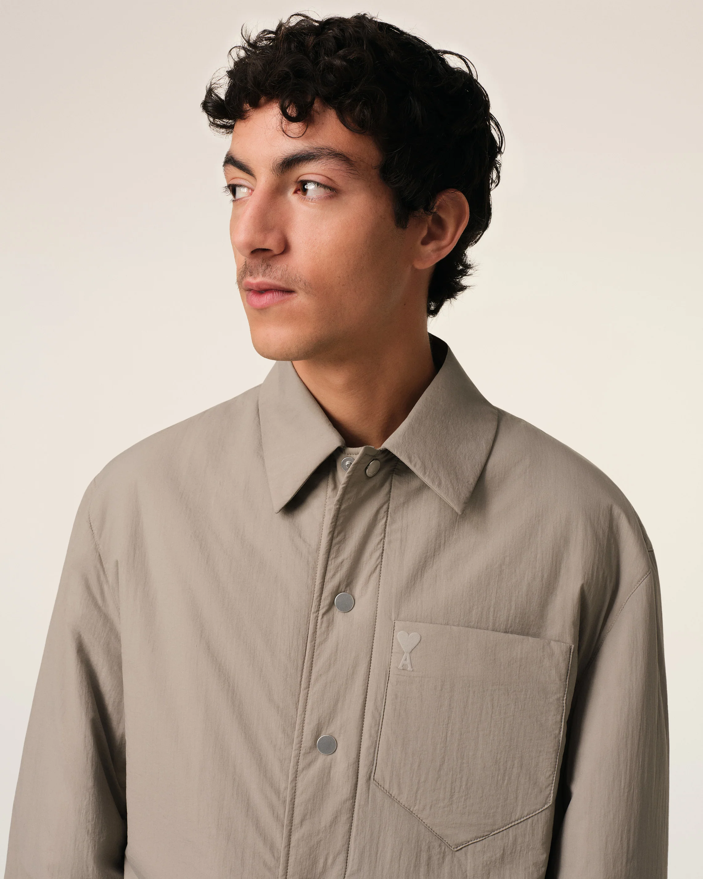 Beige Canvas Padded Ami de Coeur Overshirt