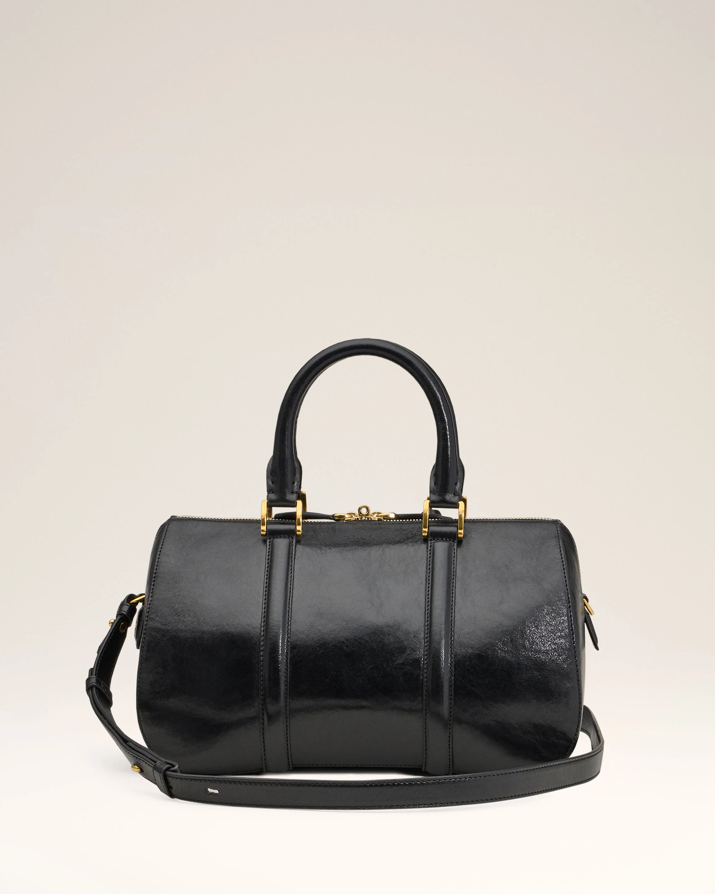 Black Leather Boston Bag