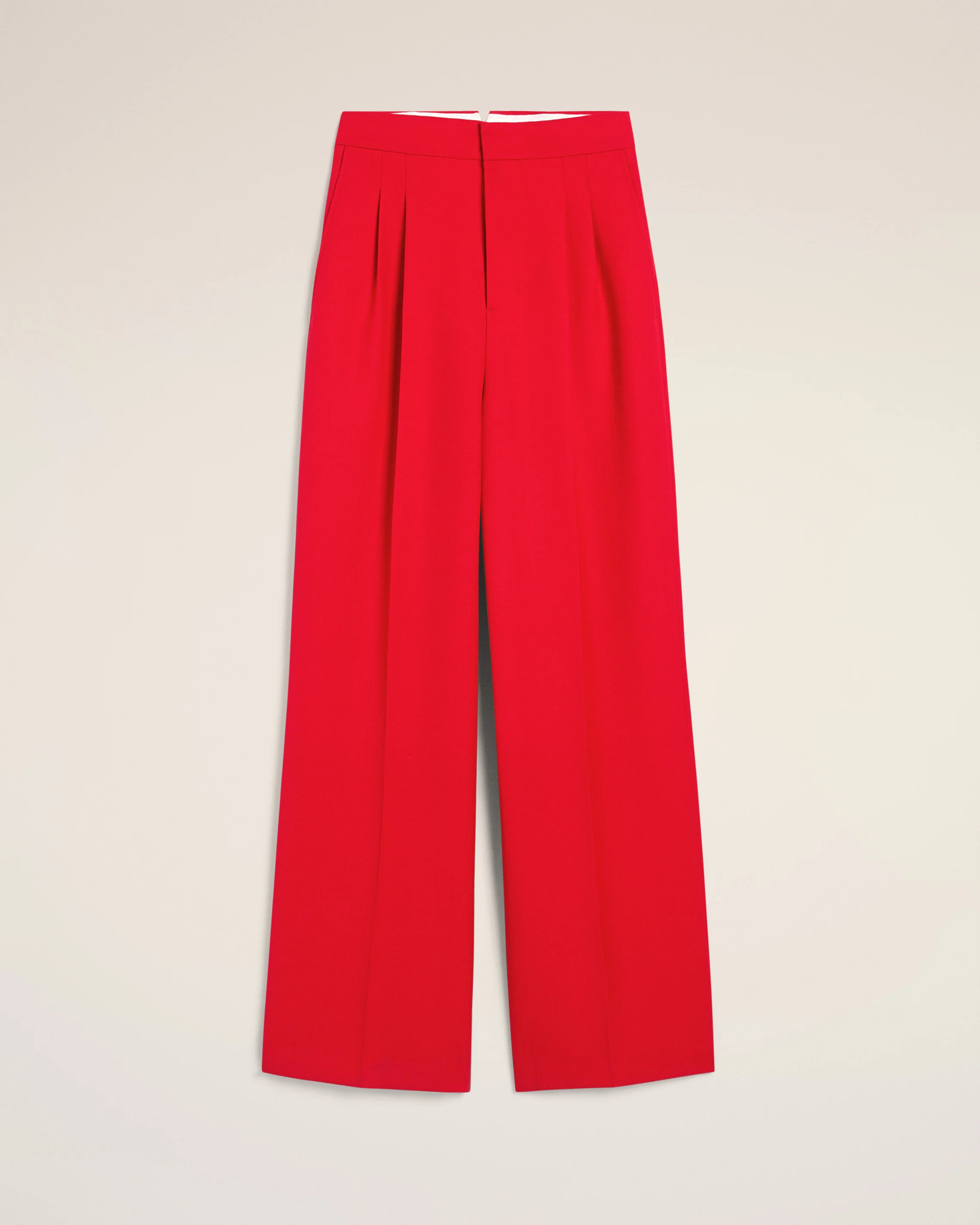 Red Wool High Waist Large Trousers