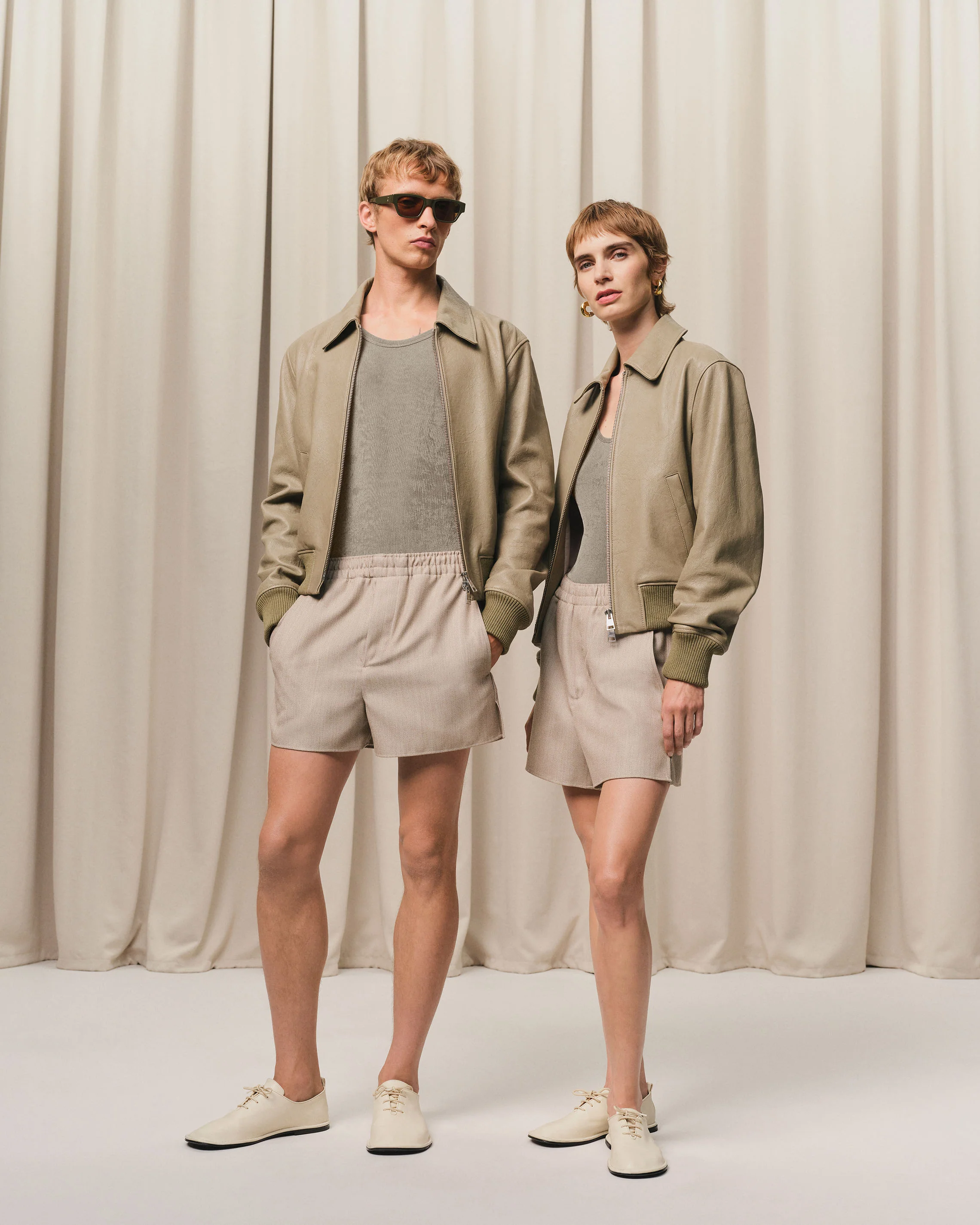 Green Leather Zipped Jacket