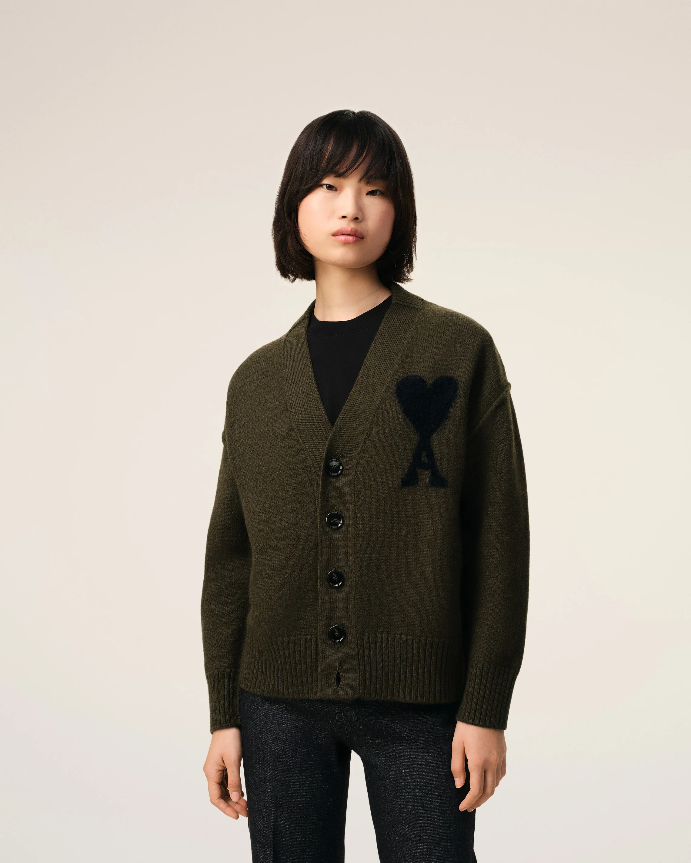 Khaki Wool Ami De Coeur Cardigan