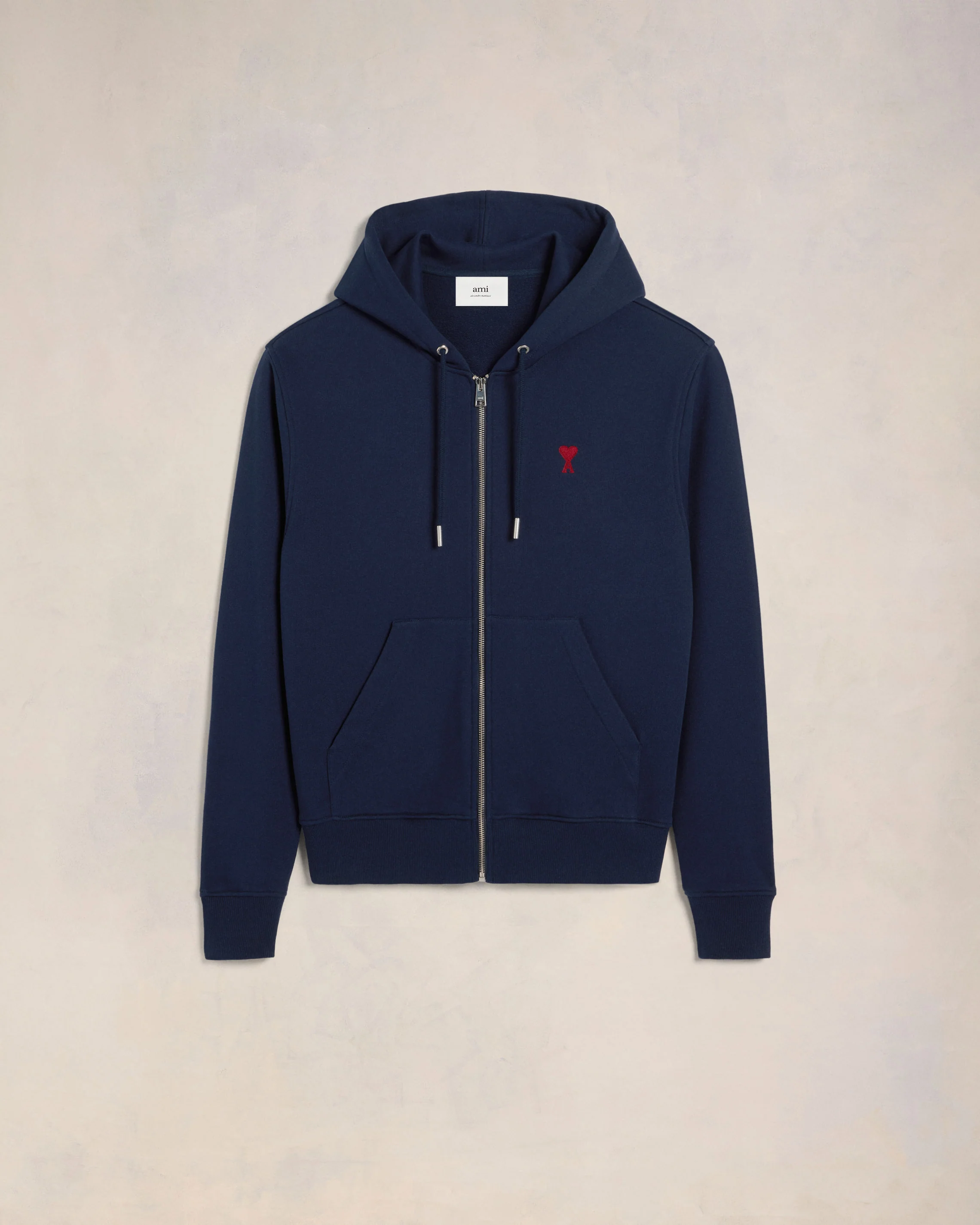 Navy Cotton Ami de Coeur Zipped Hoodie