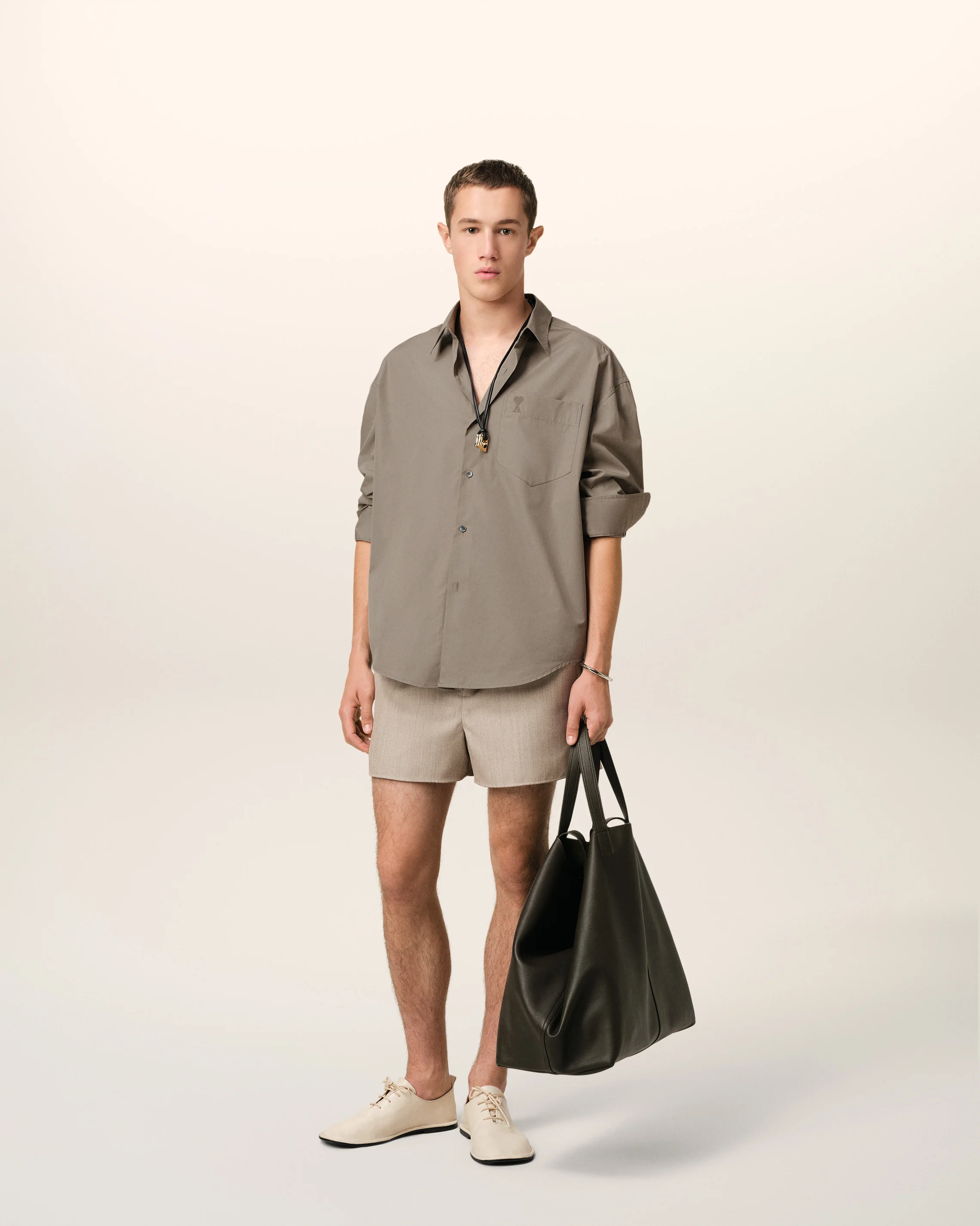 Beige Cotton Ami de Coeur Boxy Shirt