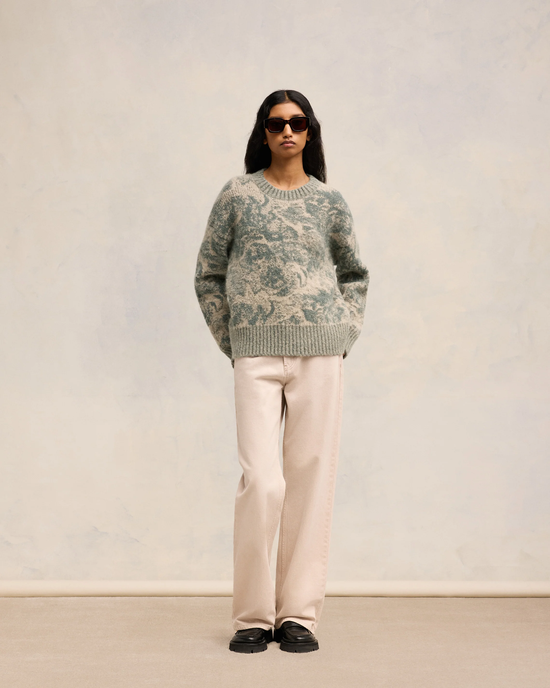 Alpaca Mohair Jacquard Crewneck