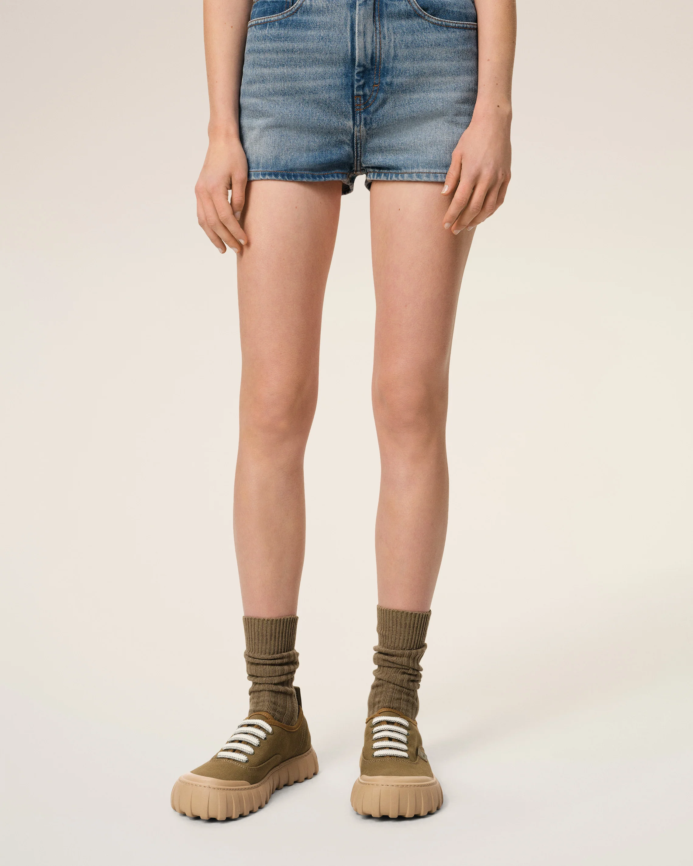 Khaki Cotton Low Top Tempo Canvas Sneakers