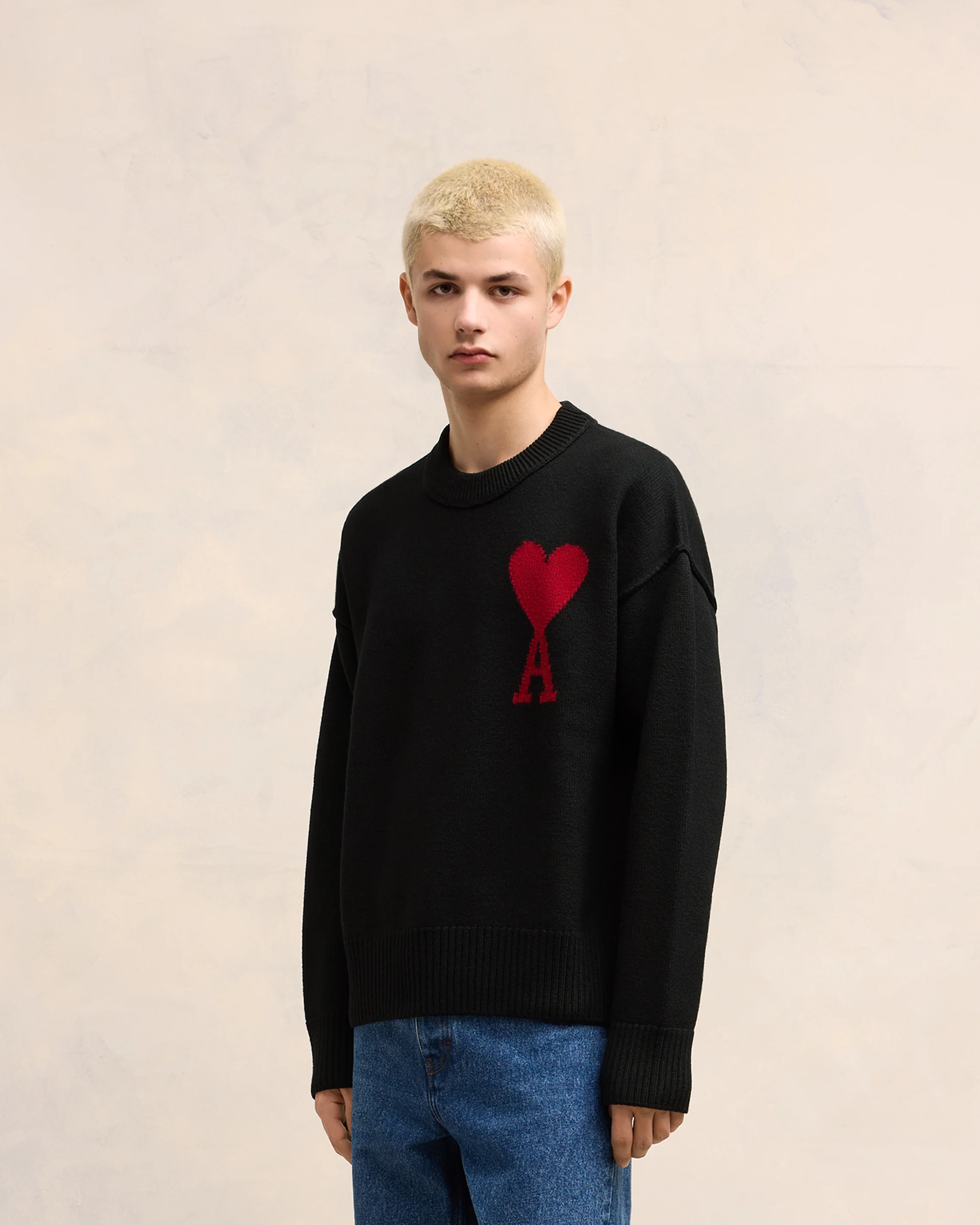 Black Wool Ami de Coeur Sweater