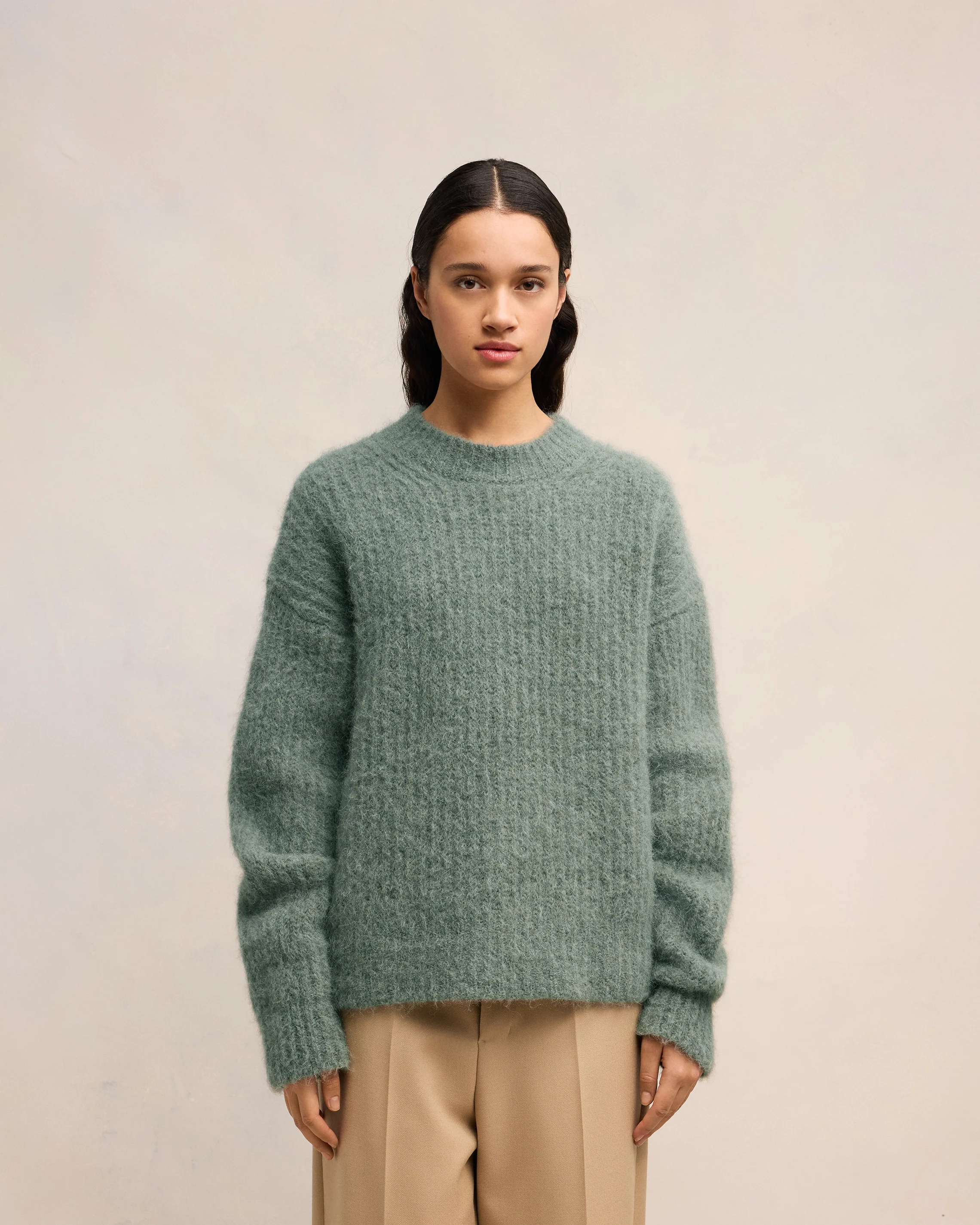 Alpaca Mohair Ribbed Sweater