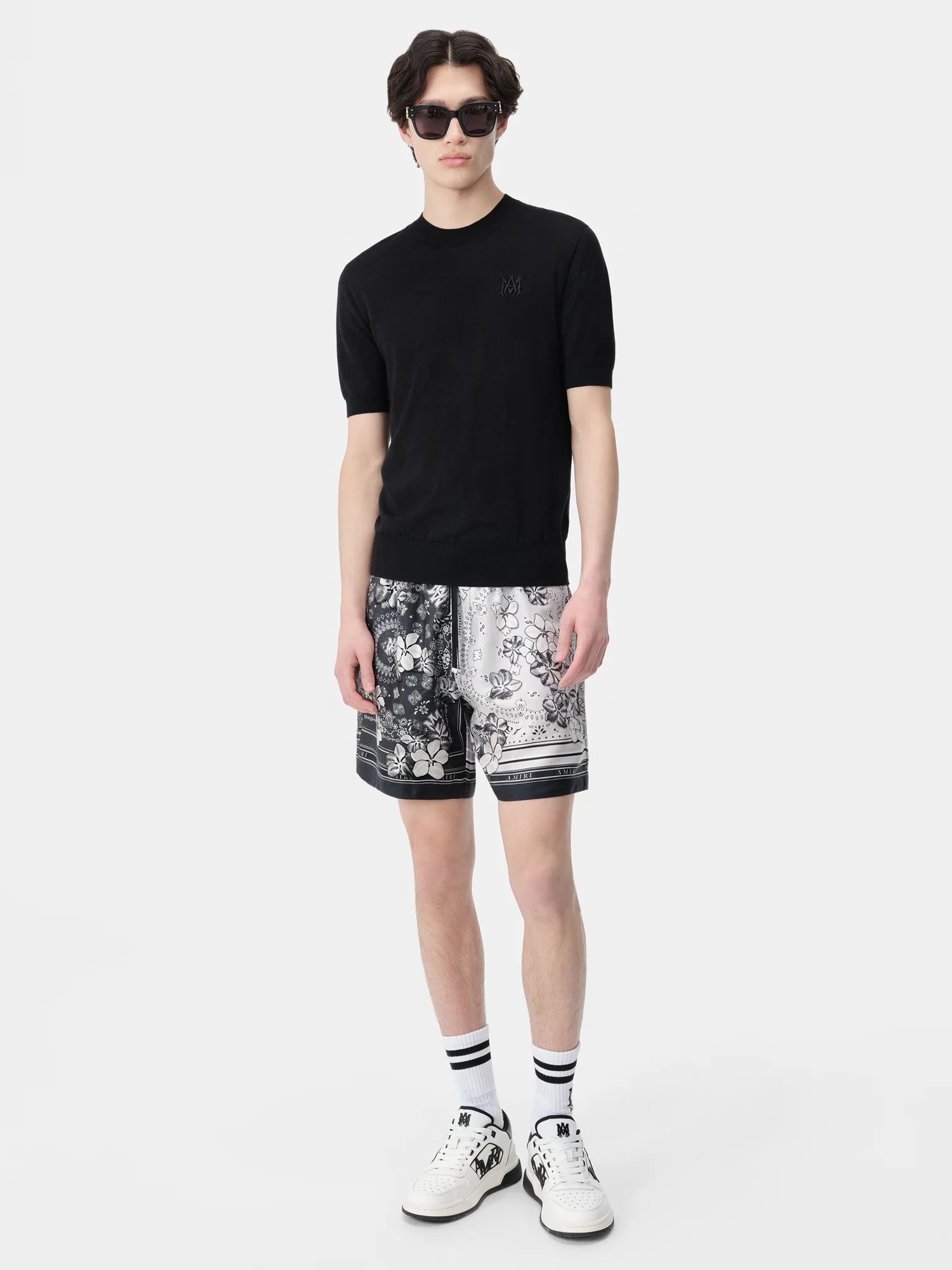 BANDANA FLORAL SHORT - Black