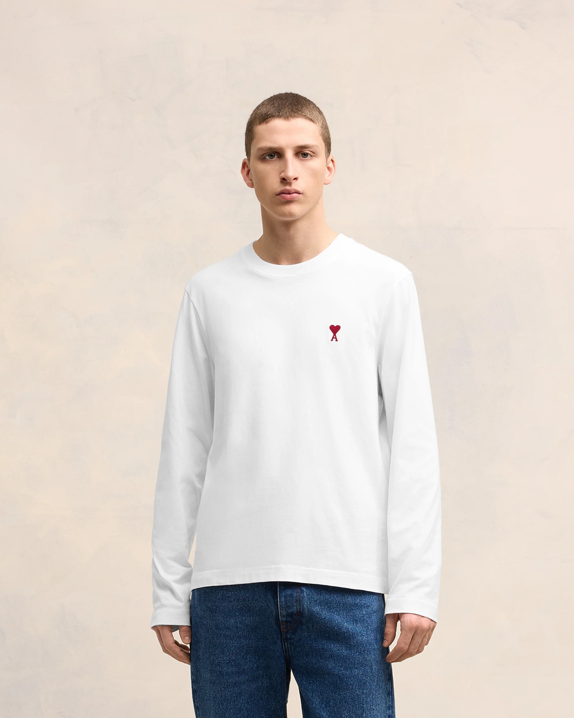 White Cotton Ami de Coeur Long Sleeves T-Shirt