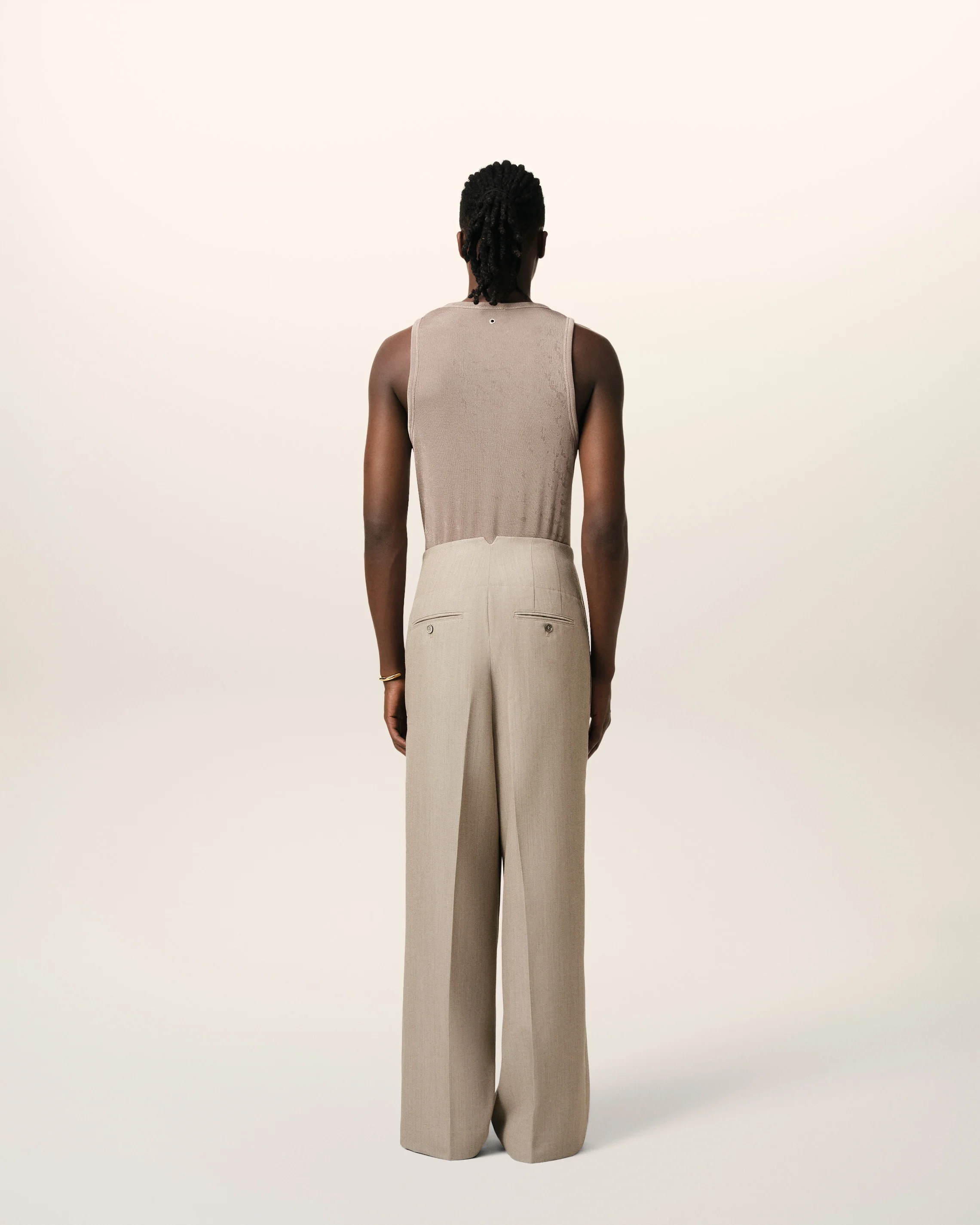Beige New Wool Sailor Trousers