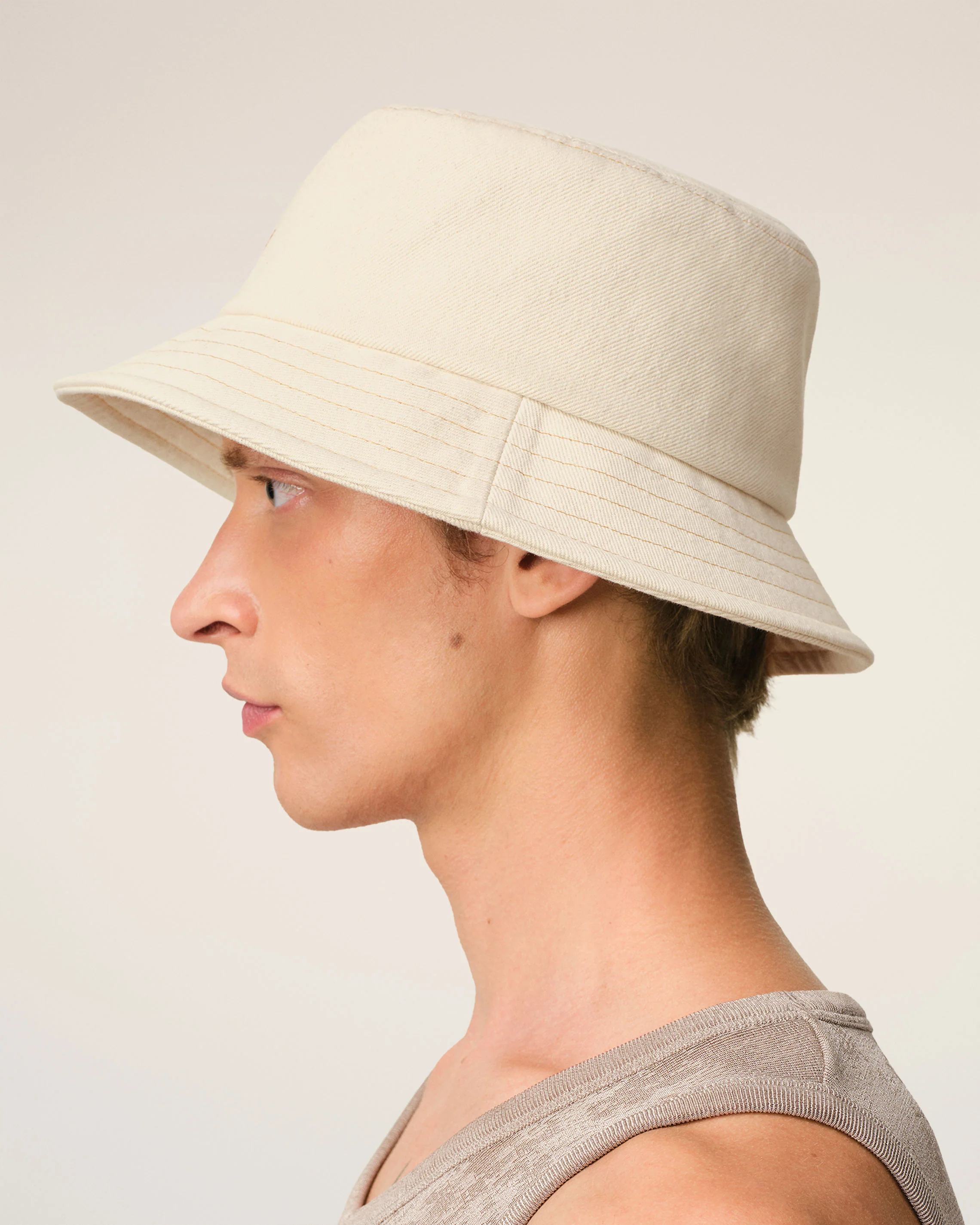 Beige Cotton Ami de Coeur Embroidery Bucket Hat
